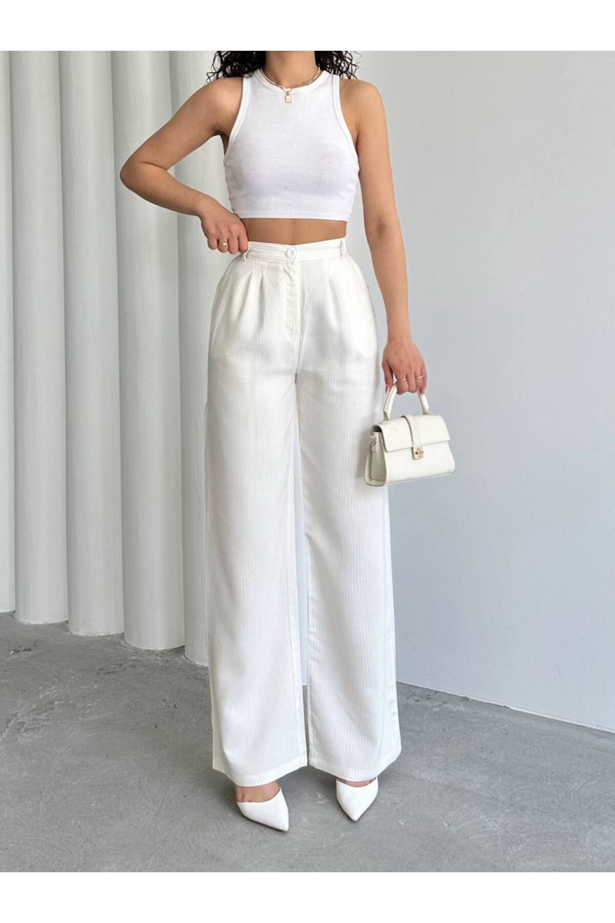 Ketche Keten Çizgili Pantalon