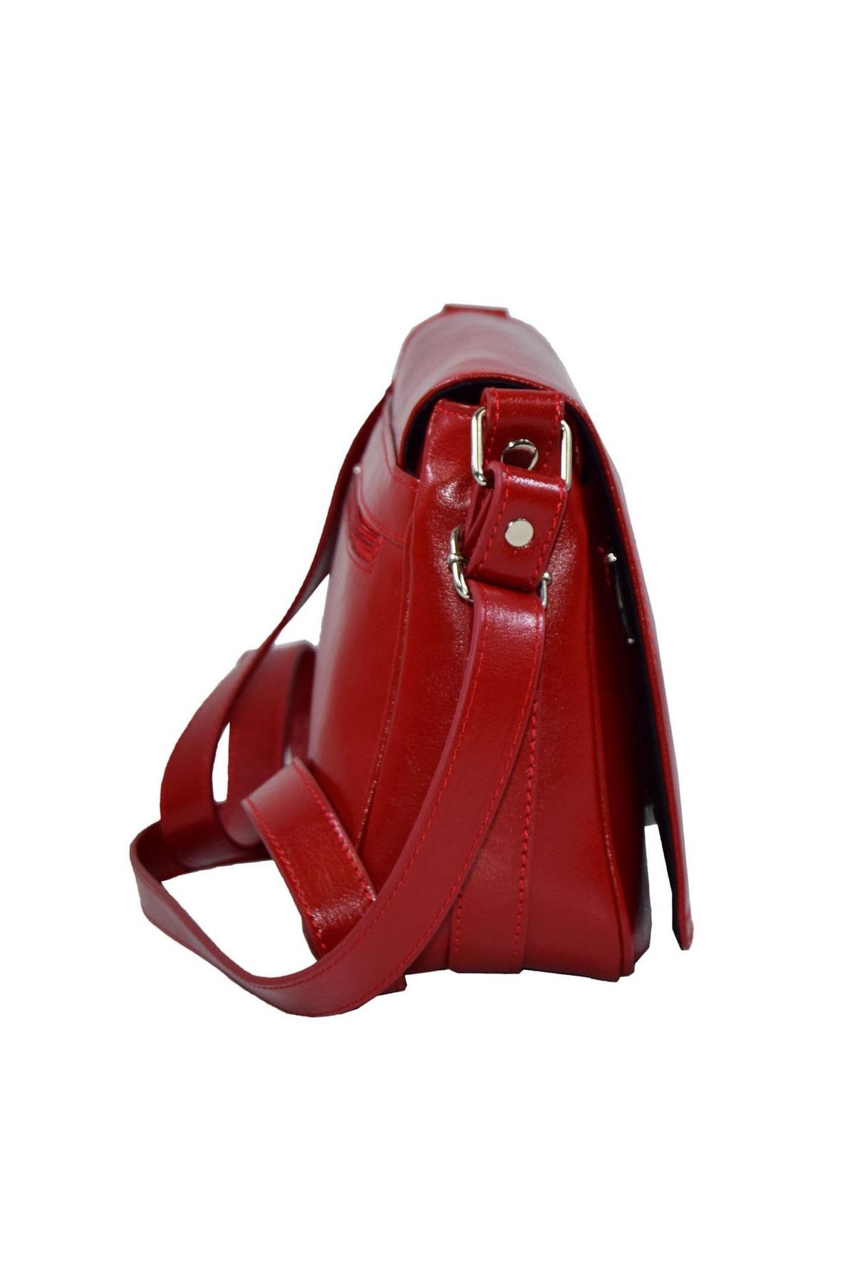 Magazinul de genti-Women's genuine leather bag, model 127, shoulder and crossbody, Red 4