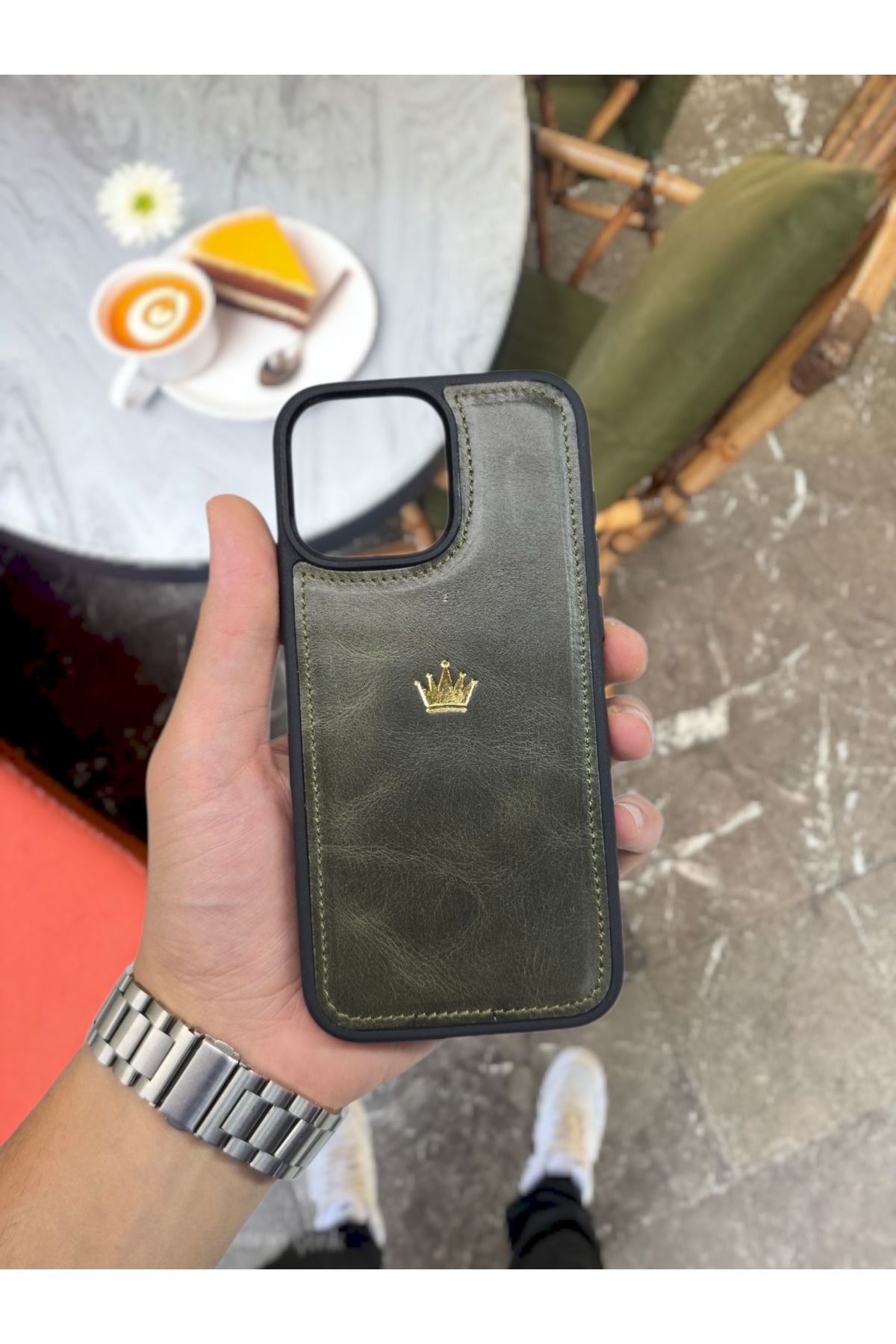 VİSSO Hakiki GERÇEK Deri İPHONE Telefon Kılıfı Kişiye Özel İsim Baskılı İPHONE 15 PRO Uyumlu