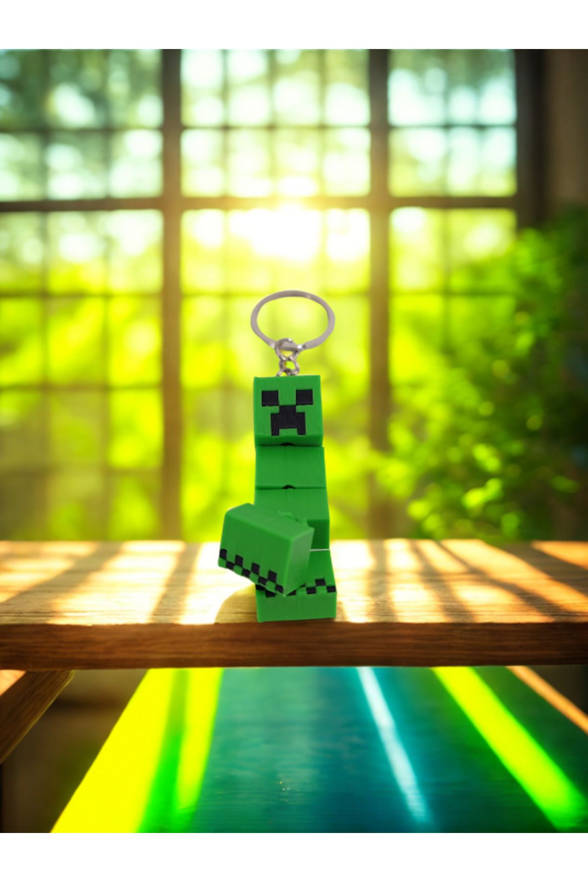 Shuttle Park Unisex Özel Şık Tasarım Minecraft Creeper Hareketli 3DSert Plastik Anahtarlık Hediye Aksesuar 1 Adet