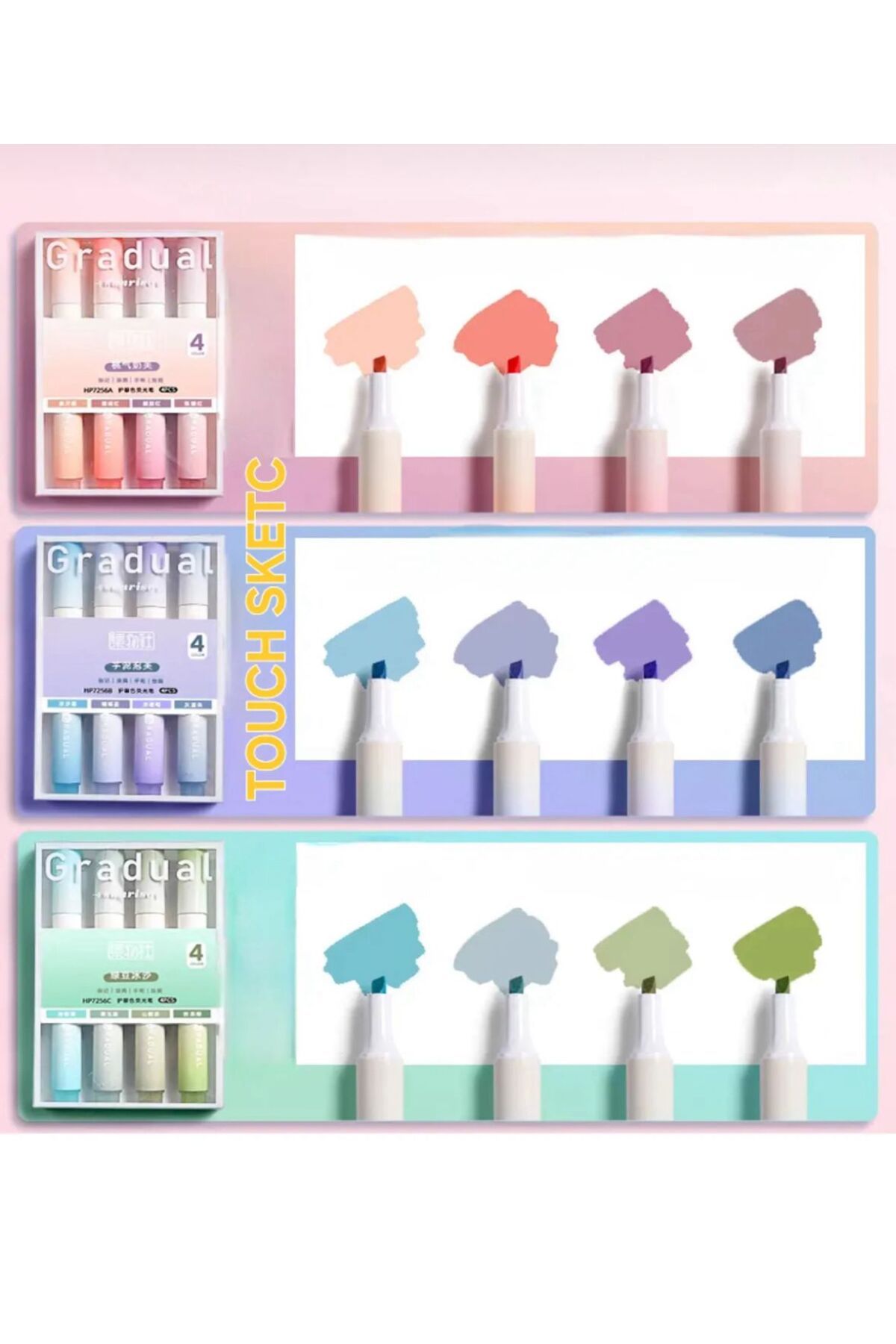 Gıpta-12'Li Loop Highlighter Set Soft Colors 4 Lu Packs 2