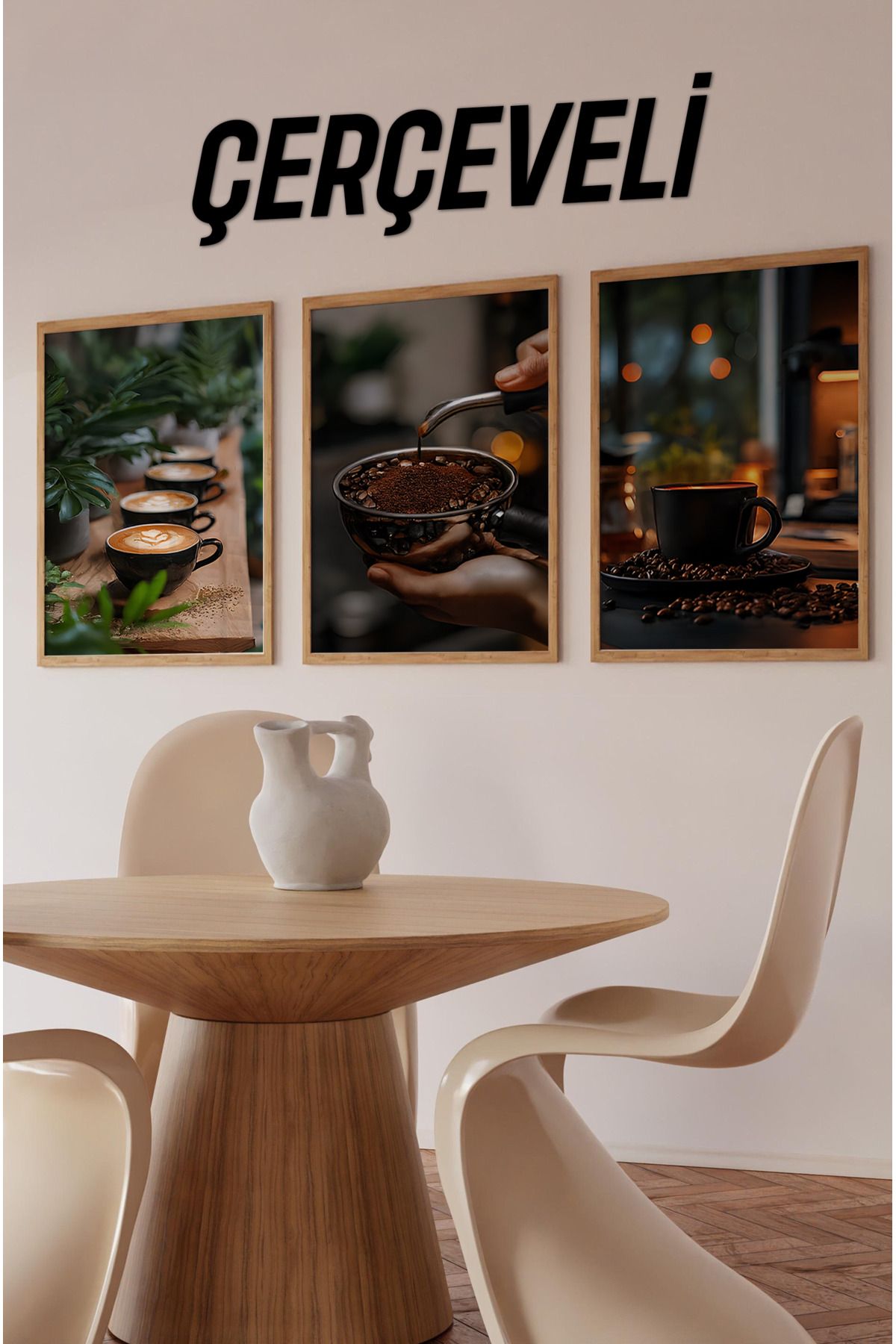 kutuTR ☕ Coffee Mood – 3’lü Çerçeveli MDF Tablo Seti (3 Ebat Varyantı) CRV1001