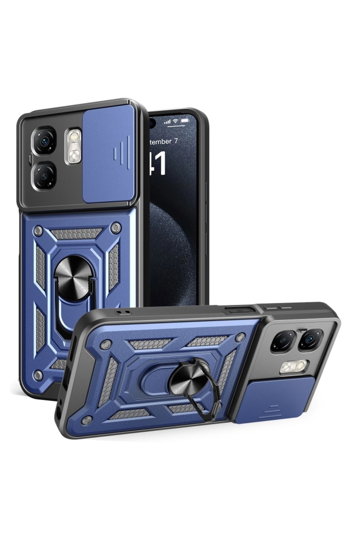 NANOSPACE İnfinix Smart 9 İle Uyumlu Kılıf Pars Yüzüklü Standlı Kamera Korumalı Kılıf