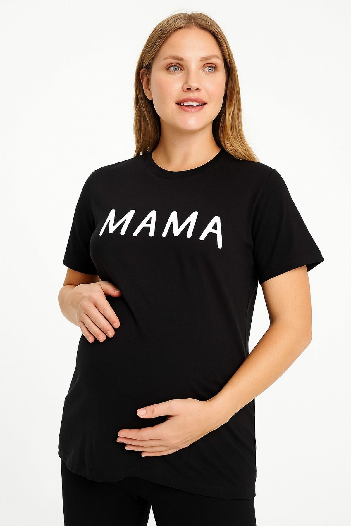 MEGHAN L.A Hamile Önü Baskılı Pamuklu Kumaş Tshirt