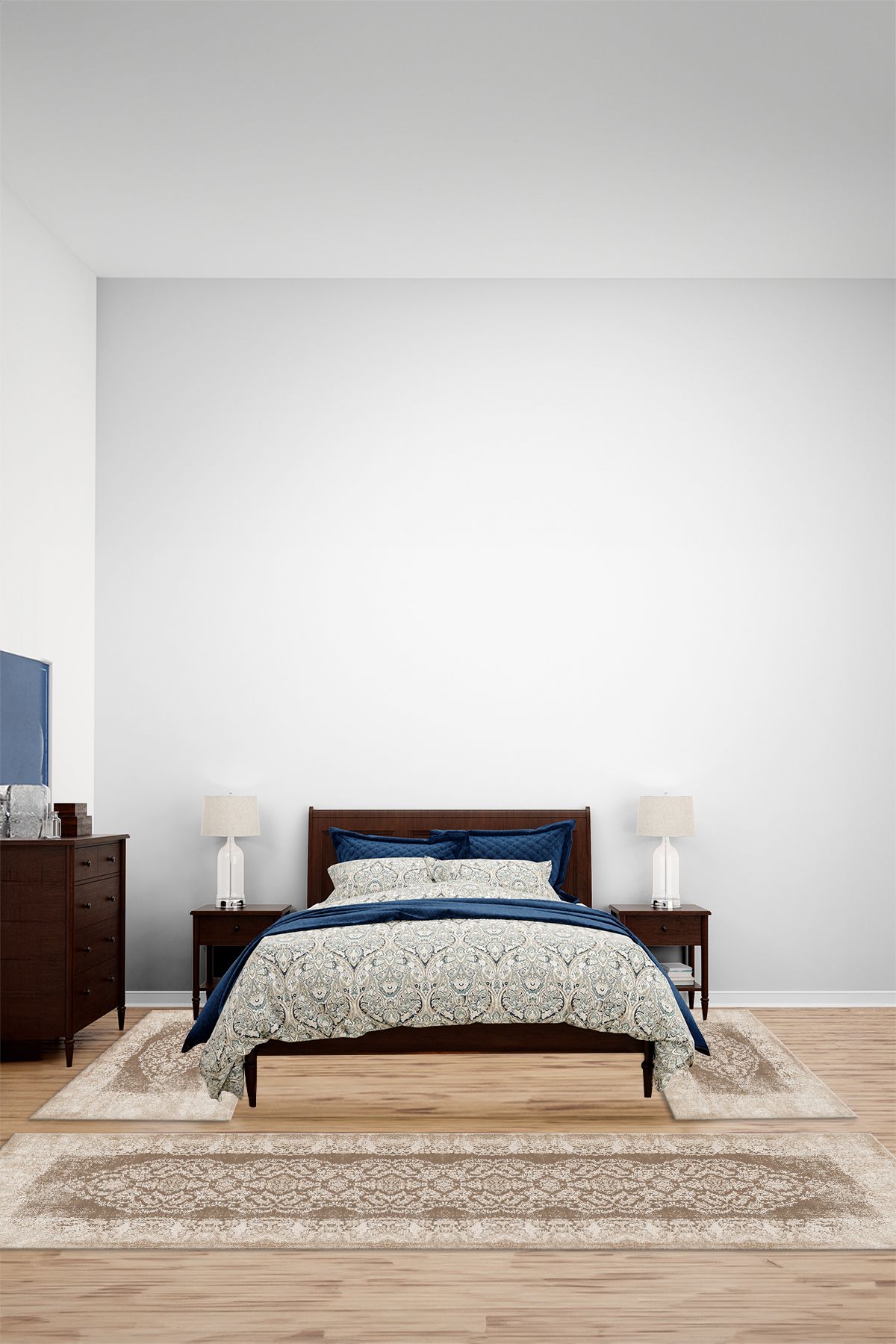 Viyana Home Dijital Kaymaz Klasik Desen Detaylı Yıkanabilir Üçlü Yatak Odası Halısı, YO-KLASİK-124-BEJ,