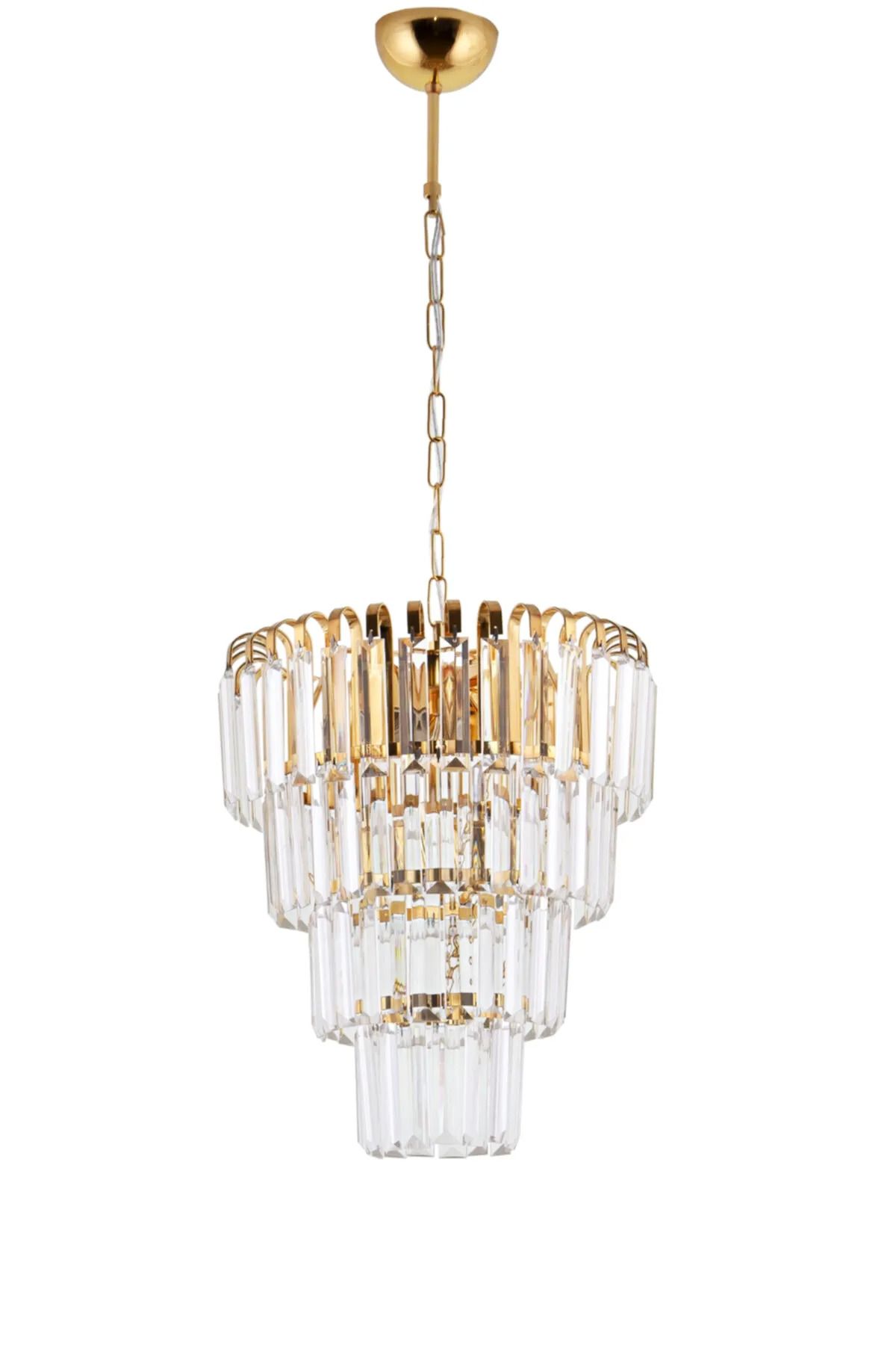 Store Bahar 35 Lik 4 Katlı Sarı ( Altın -gold) Sarkıt Avize