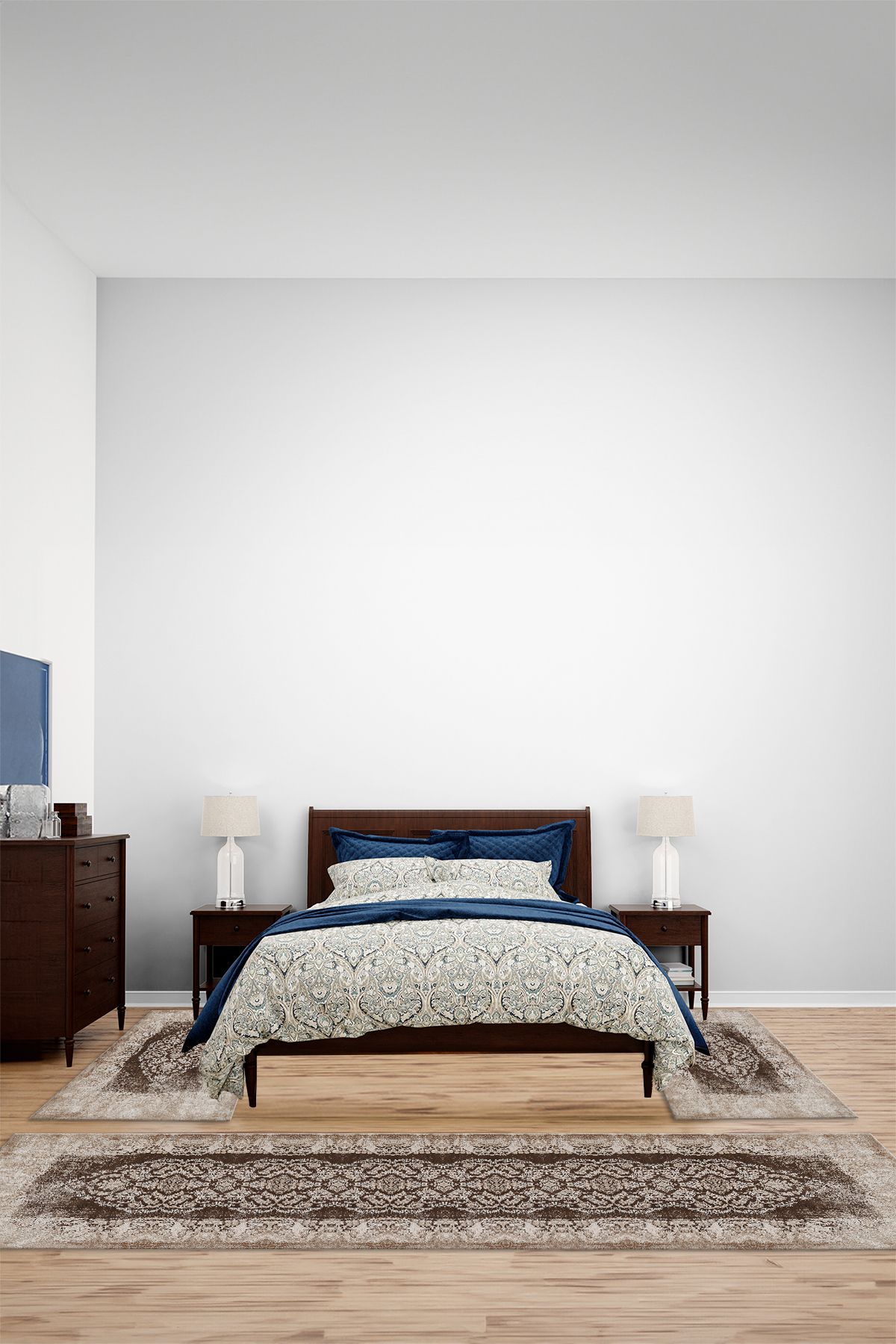 Viyana Home Dijital Kaymaz Klasik Desen Detaylı Yıkanabilir Üçlü Yatak Odası Halısı, YO-KLASİK-124-KAHVE,