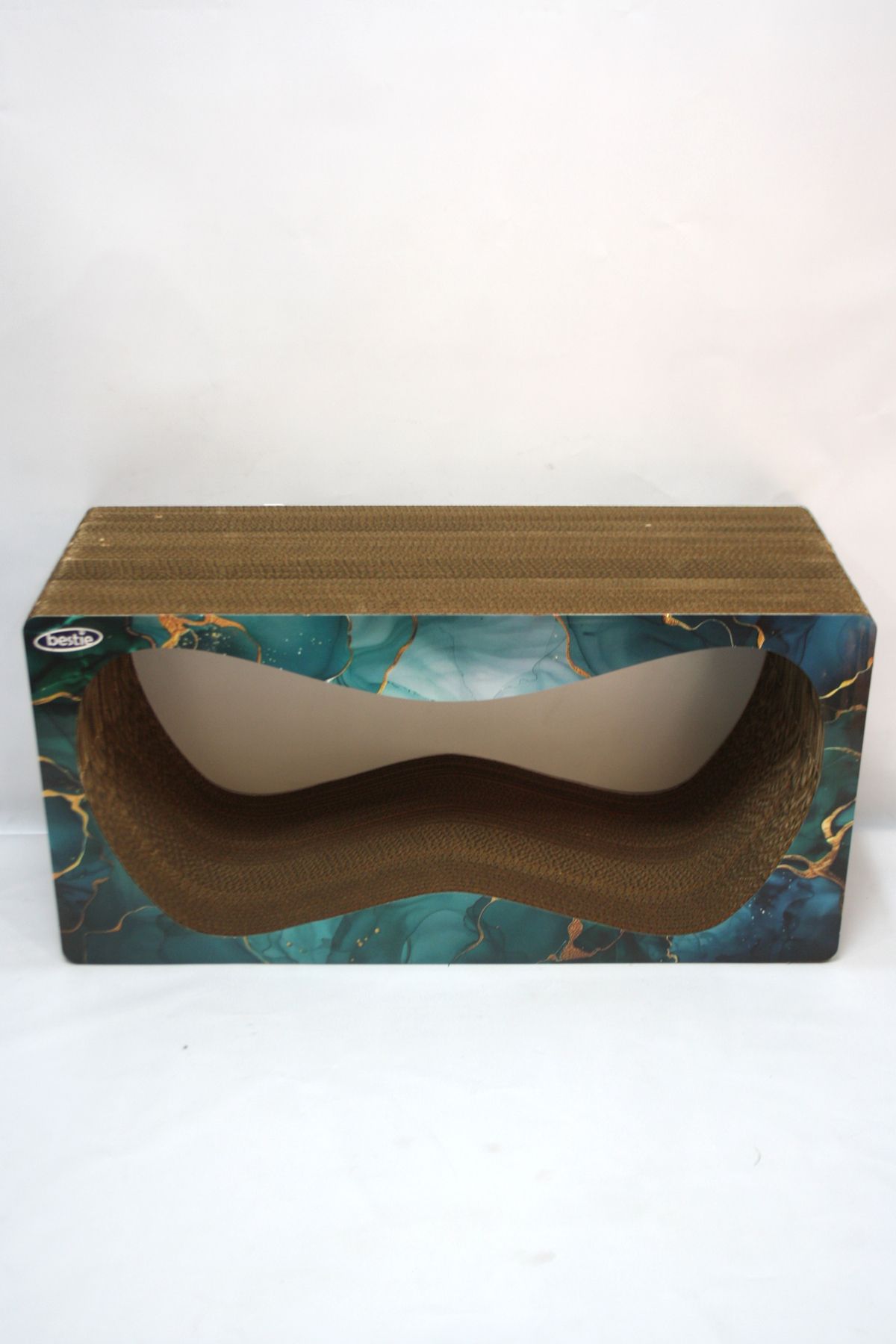 Bestie-Cat Scratching Sofa Cardboard Cat Scratching Horizontal Scratching- Xlarge (68X24X33 cm)- 3D Emerald Pattern 4