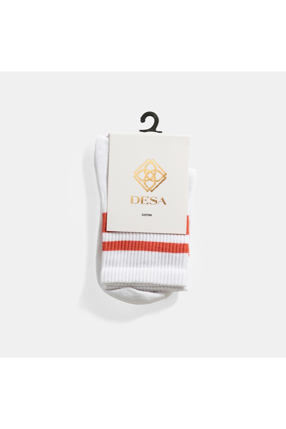 Desa Beyaz-Turuncu Çizgili Kadın Bambu Tenis Çorap