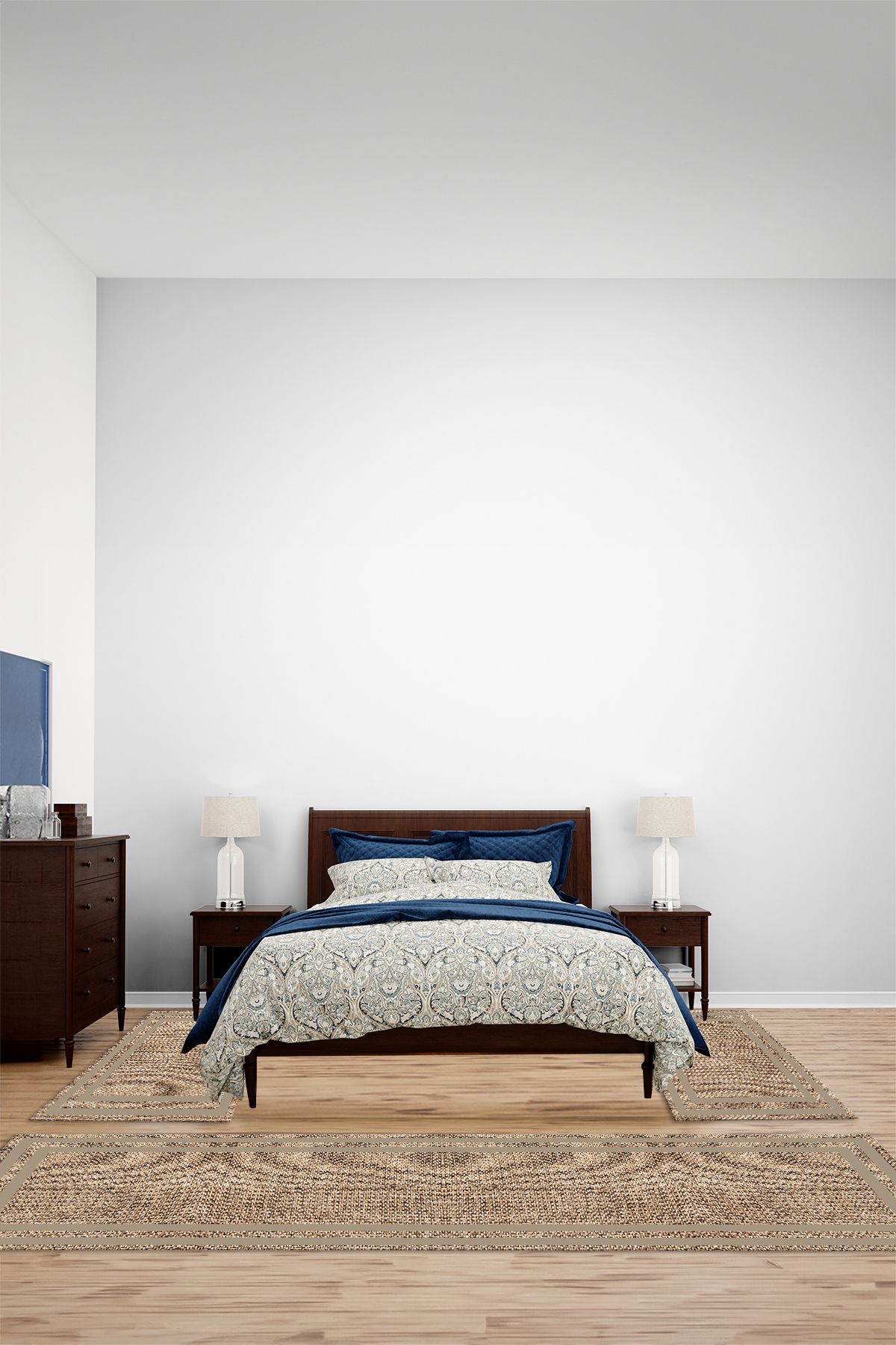 Viyana Home Dijital Kaymaz Hasır Görünümlü Jüt Model Yıkanabilir Yatak Odası Takım Halısı, YO-JÜT-42-BEJ,