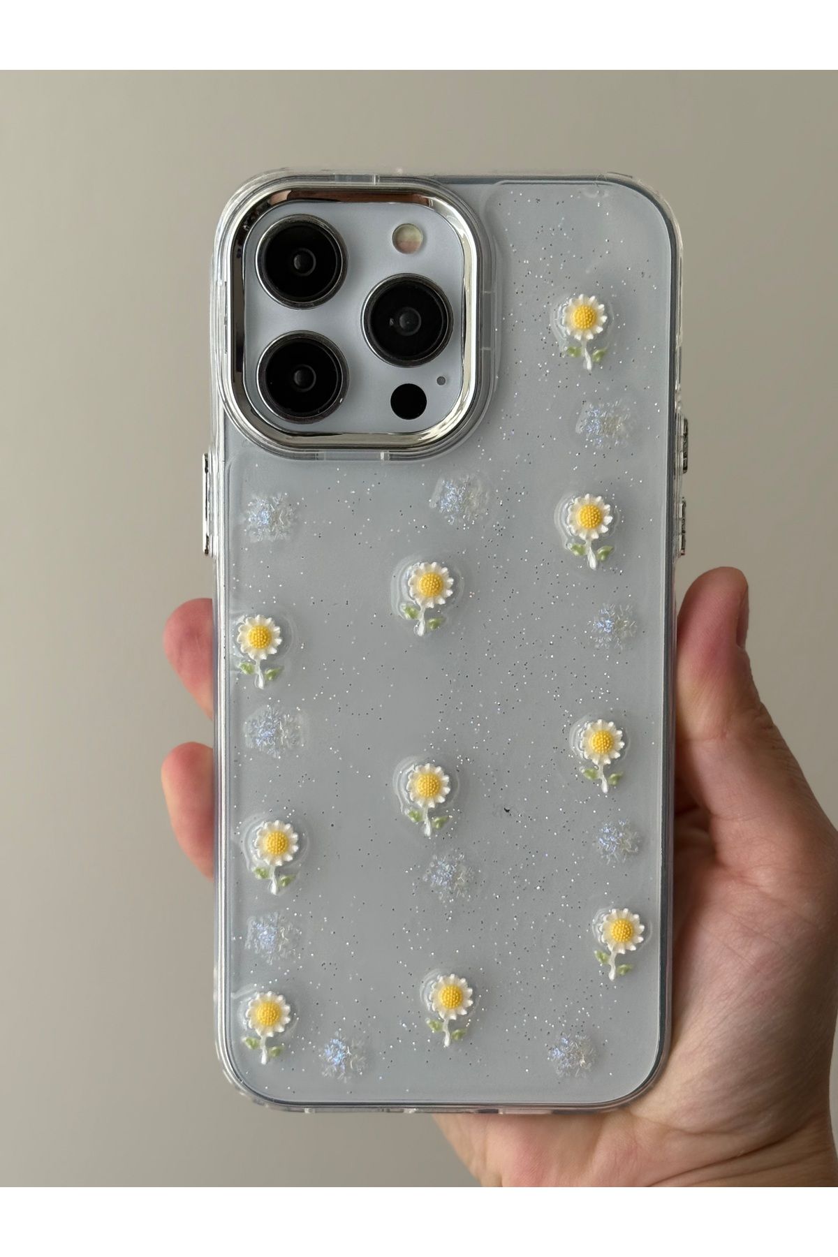 FİŞNEİLETİŞİM İPHONE 16 PROMAX UYUMLU PAPATYA DESENLİ SİMLİ KILIF
