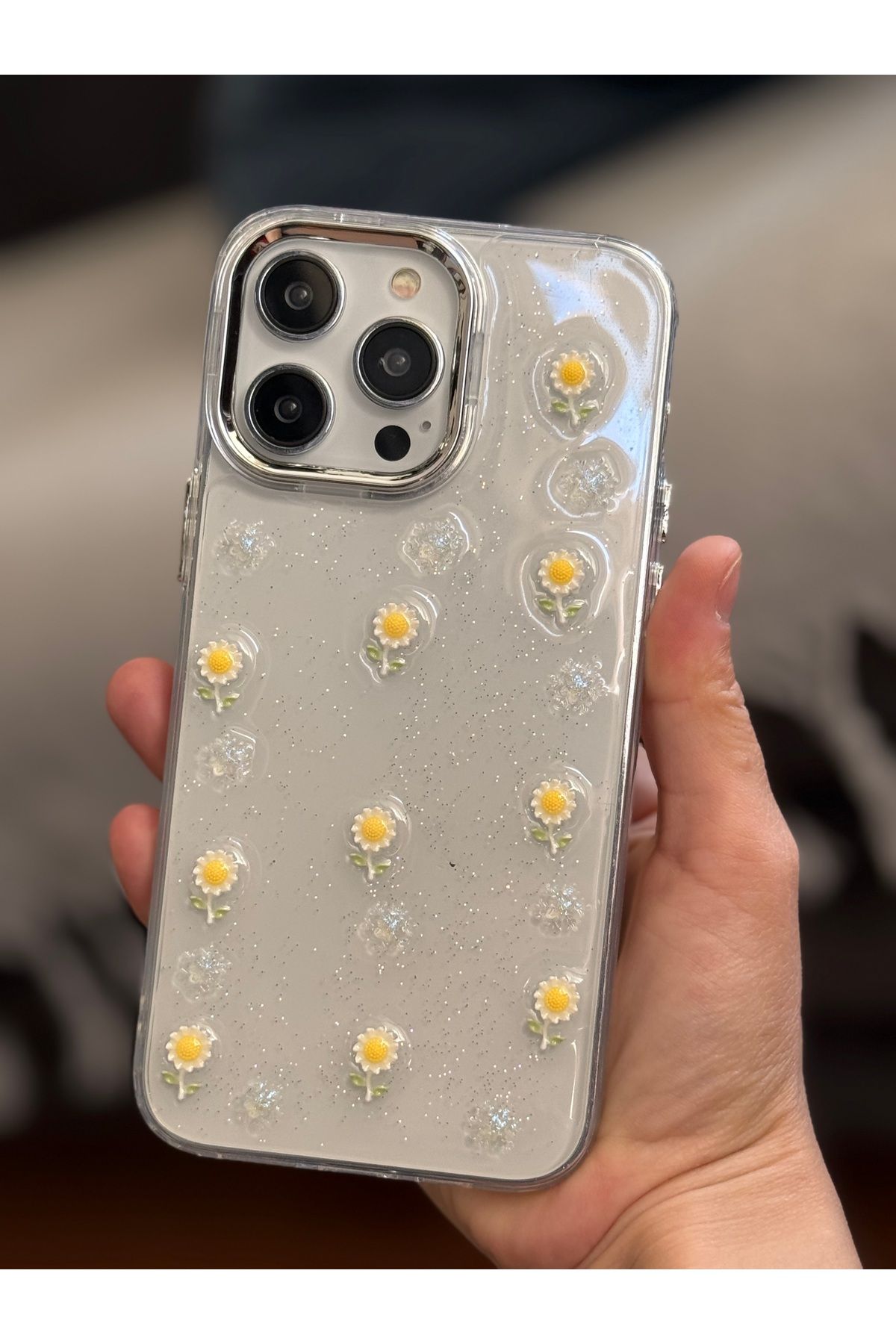 FİŞNEİLETİŞİM İPHONE 16 PRO UYUMLU PAPATYA DESENLİ SİMLİ KILIF