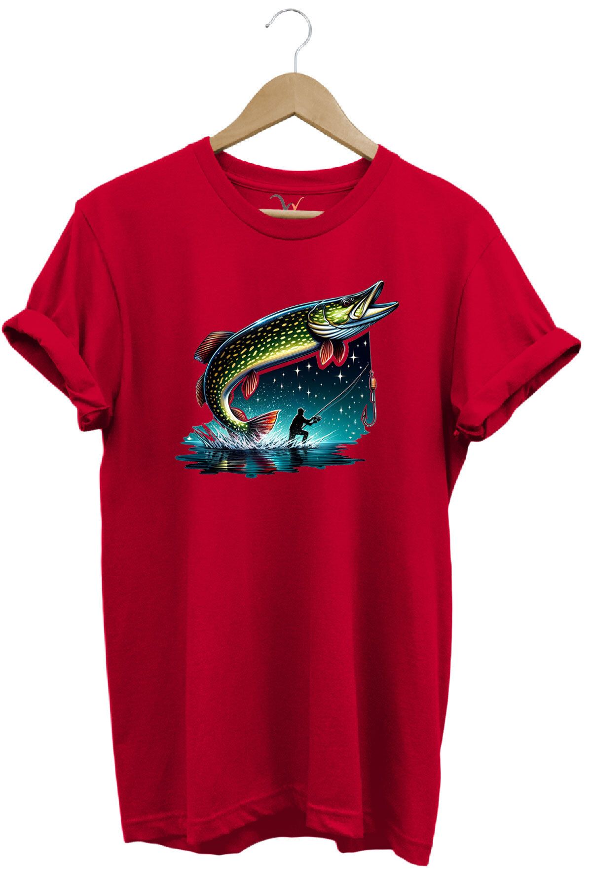 WİDİ Fishing Avcılık Sazan Balığı Tasarım Baskılı %100 Pamuk Regular Fit T-shirt