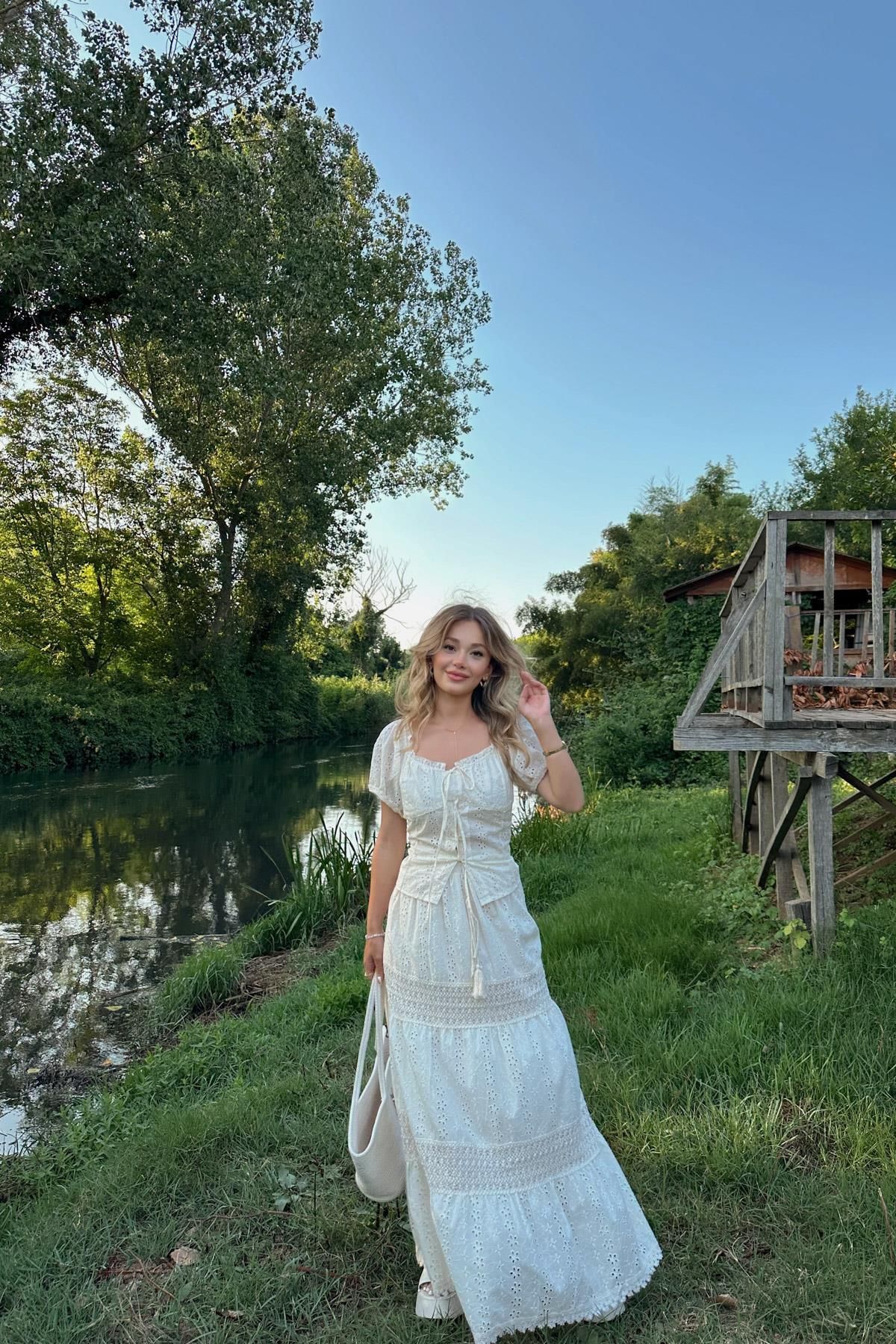 mylove Fisto Bağlamalı Etek Takım Krem