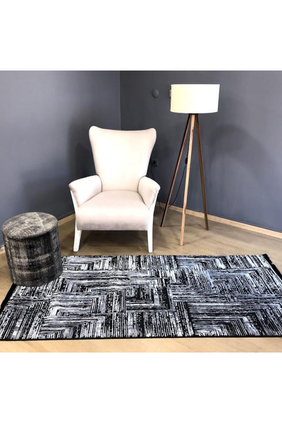Hoomrugs Hoom Rugs Ares 1005 Antrasit Makine Dokuma Modern Halı
