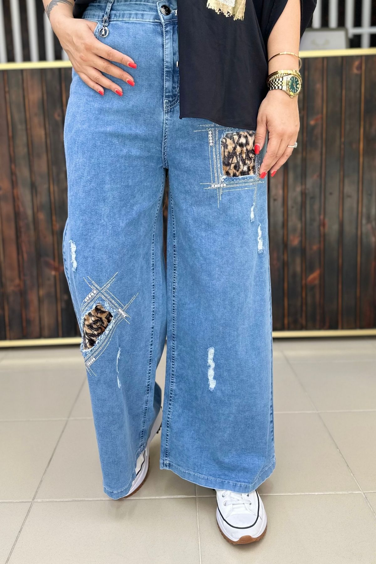 GÖKSEL LEO TAŞLI KOT PANTOLON BÜYÜK BEDEN