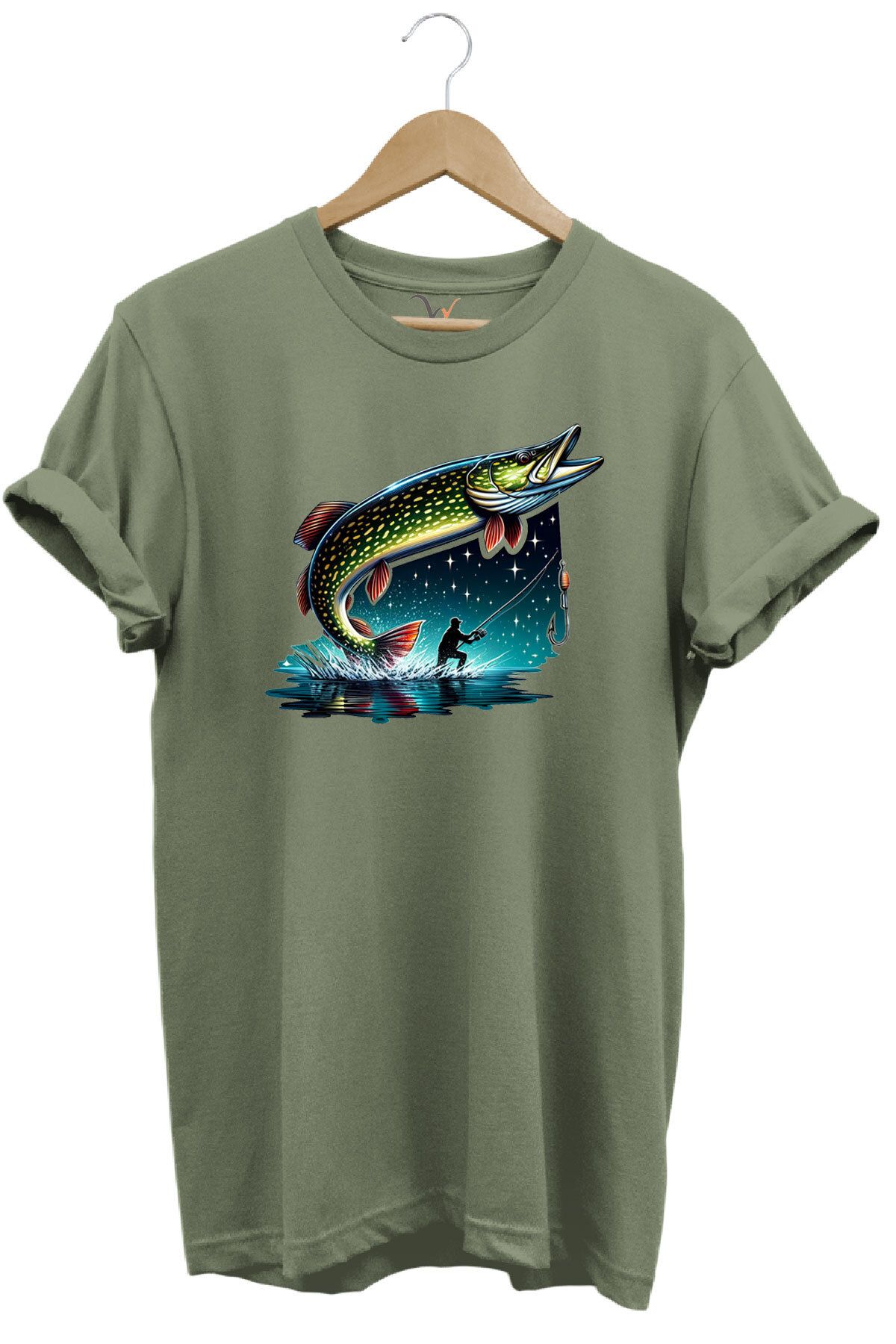 WİDİ Fishing Avcılık Sazan Balığı Tasarım Baskılı %100 Pamuk Regular Fit T-shirt