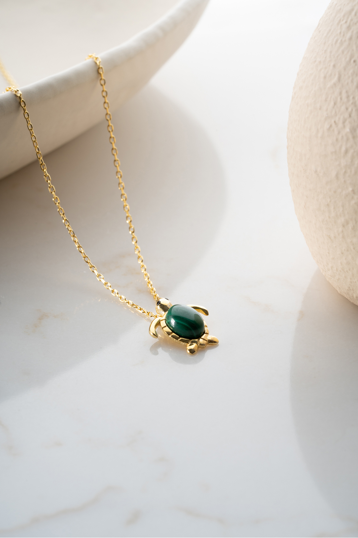 Silvano Jewelry 925 Ayar Gümüş Gold Kaplumbağa Kolye görsel 2