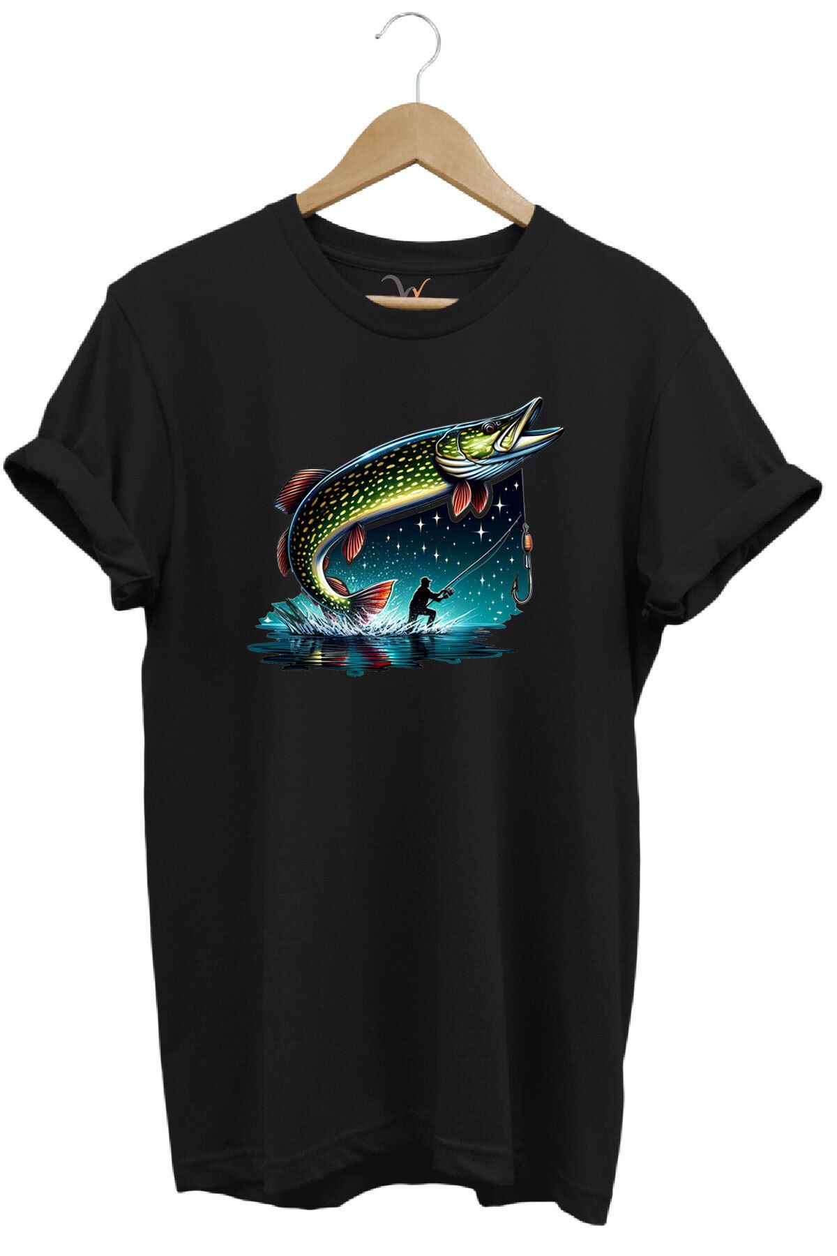 WİDİ Fishing Avcılık Sazan Balığı Tasarım Baskılı %100 Pamuk Regular Fit T-shirt