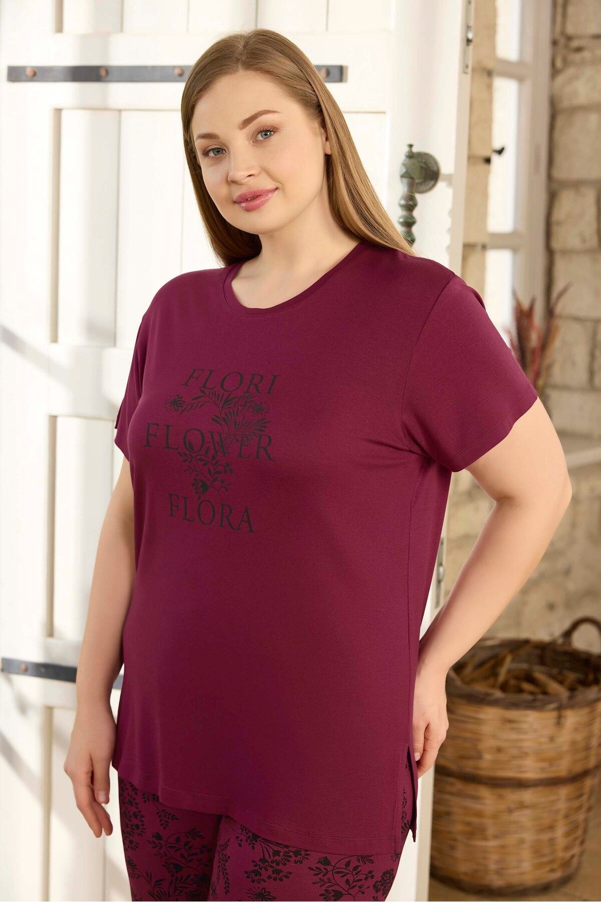 Aydoğan Kadın Büyük Beden Viskon Kapri Pijama Takım 250389