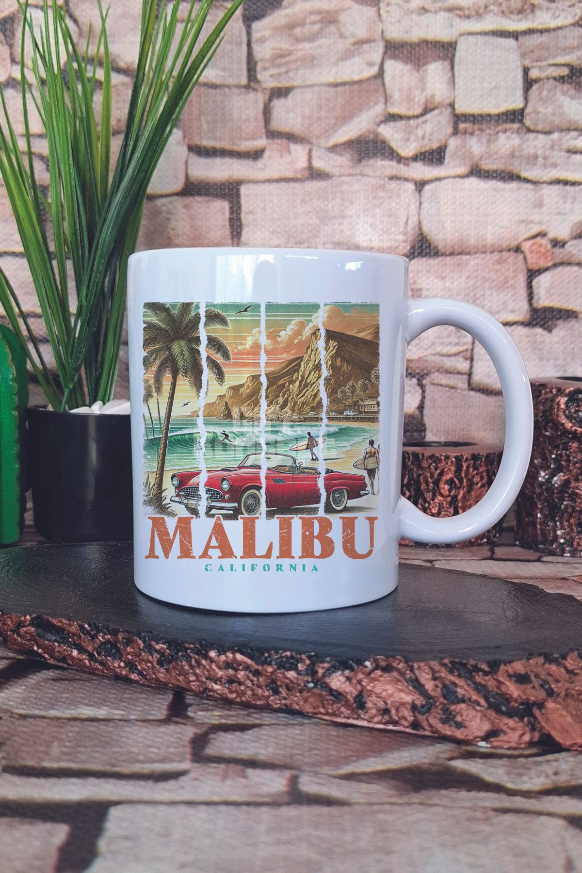 giftkonsept Malibu Summer Trip Baskılı Yaz Tatili Sahil Keyfi Hediyelik Baskılı Çay Kahve Sunum Kupa Bardak