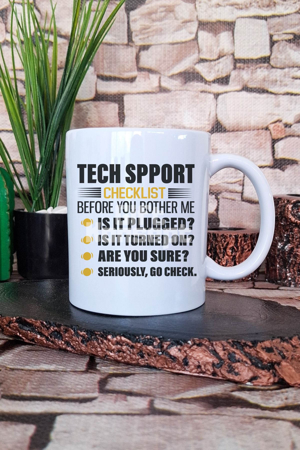 giftkonsept Tech Support Checklist Baskılı Komik Yazılımcı Hediyelik Baskılı Çay Kahve Sunum Kupa Bardak