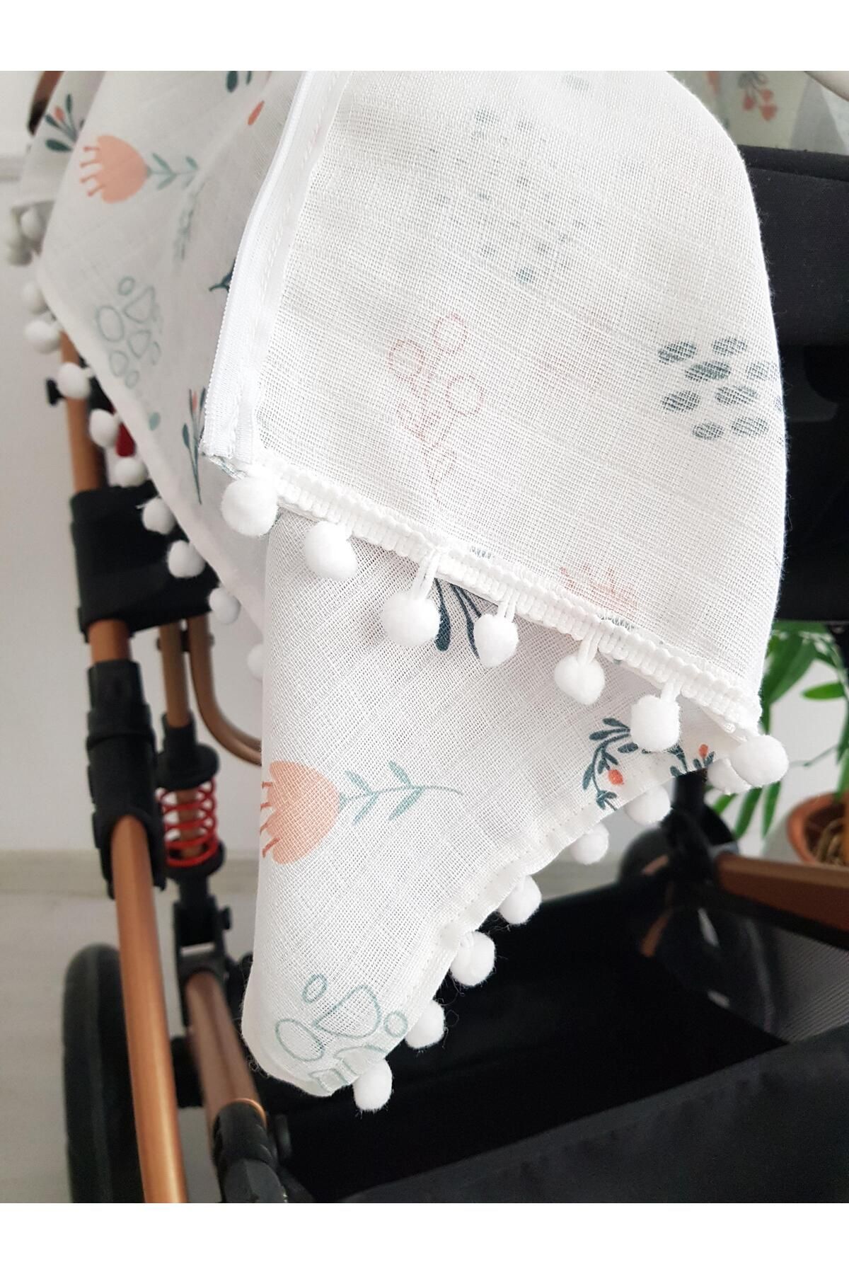 ilkimbebe-Floral Muslin Zippered Stroller Cover and Cushion 7