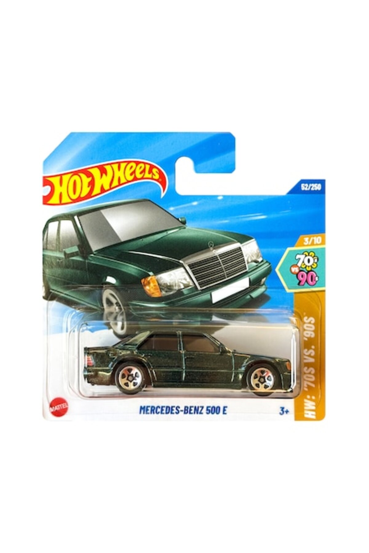 Masinuta Metalica Hot Wheels, Mercedes-Benz 500 E '70s vs. '90s, 1:64, Verde