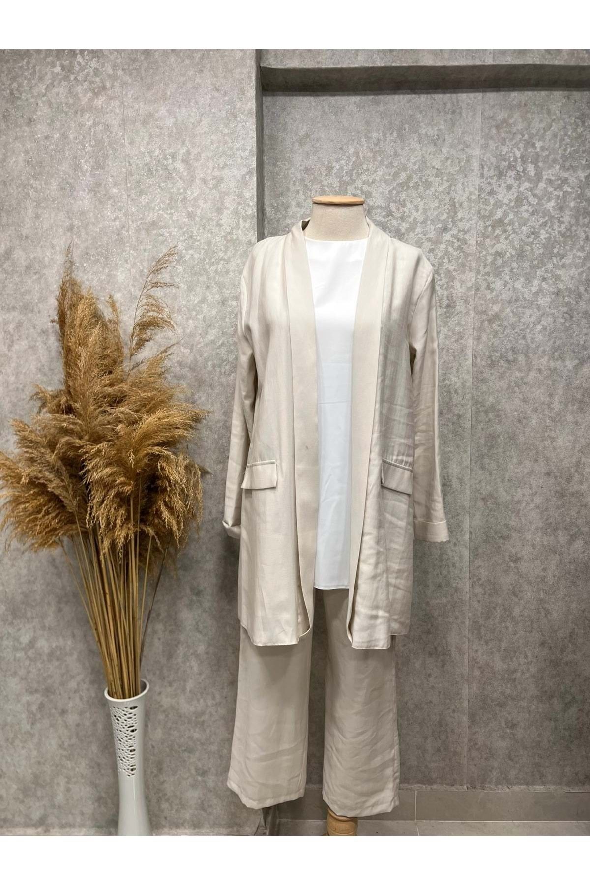 naqshestore 25Y8419 TAKIM ÜÇLÜ PANTOLON İÇLİK CEKET TAŞ