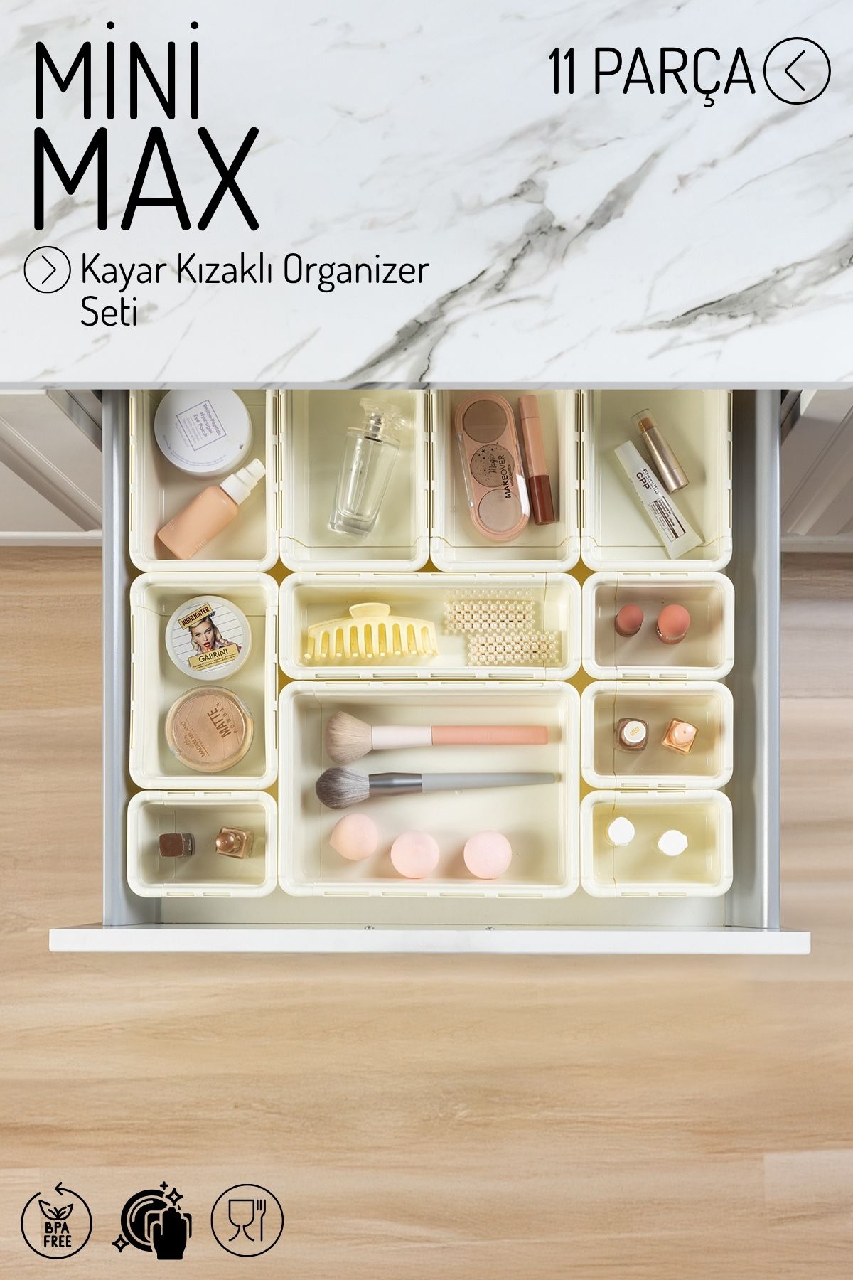Nandy Home 11 Parça MiniMax Ayarlanabilir Kayar Kızaklı Çekmece Organizeri