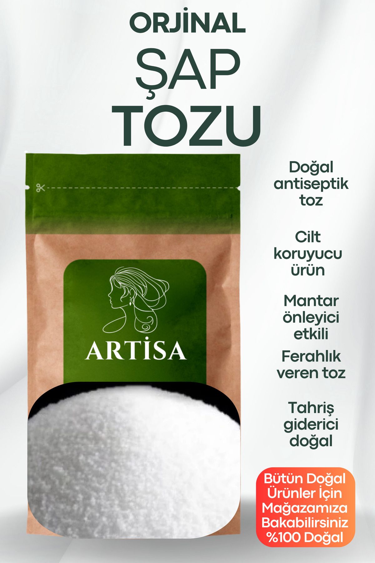 Artisa Doğal Şap Tozu 100gr – 100% Saf & Katkısız – Yeni Mahsul