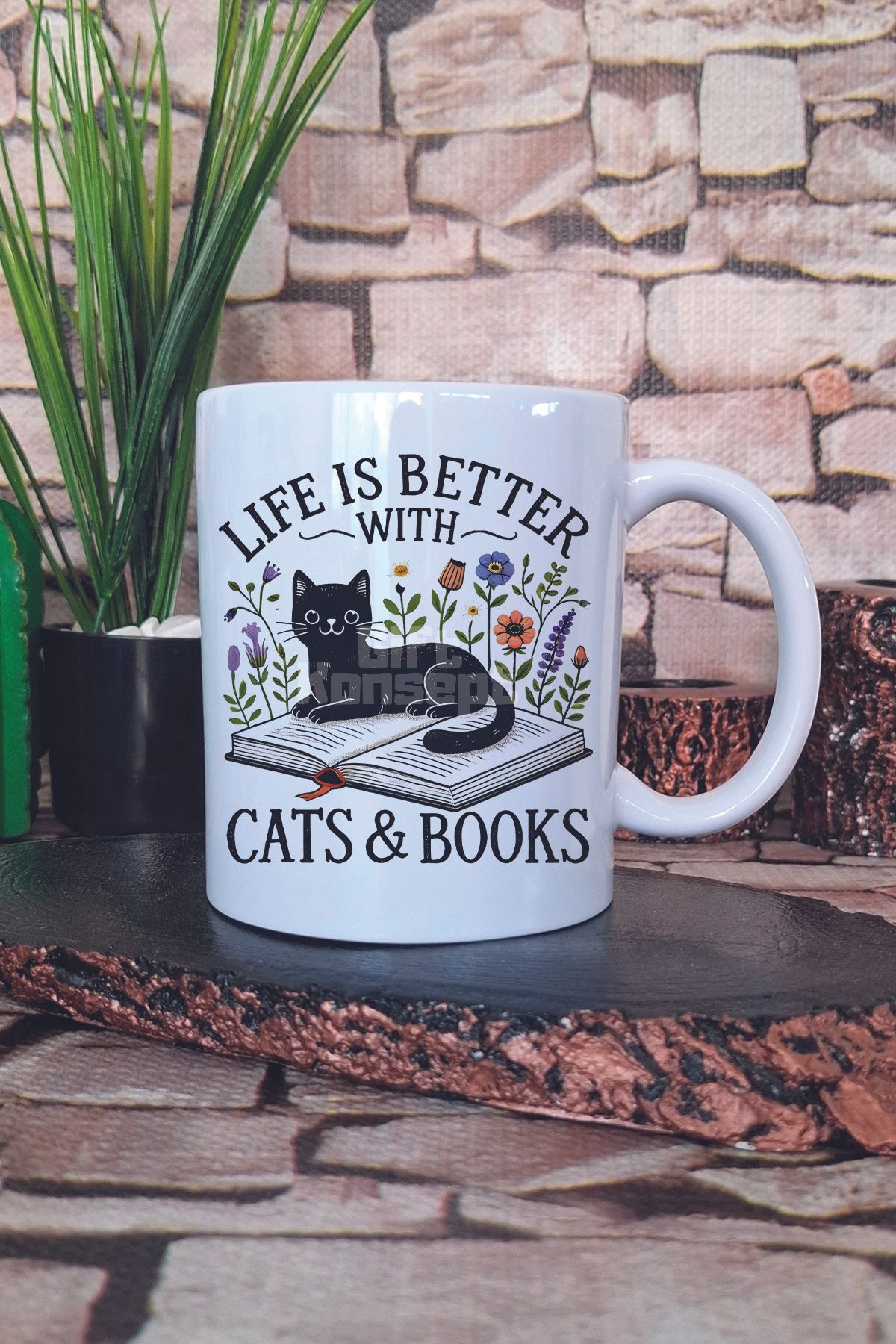 giftkonsept Kedi Komik Soyut Esprili Kedisever Kedi Sahibi Sanatı Hediye Baskılı Kupa Bardak