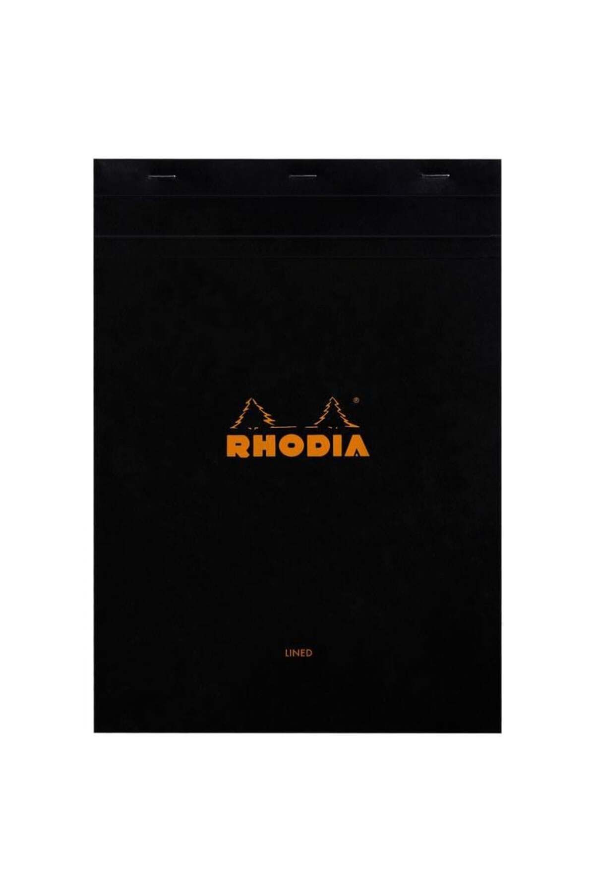 Rhodia Basic Üstten Zımbalı Bloknot A4 Çizgili Siyah