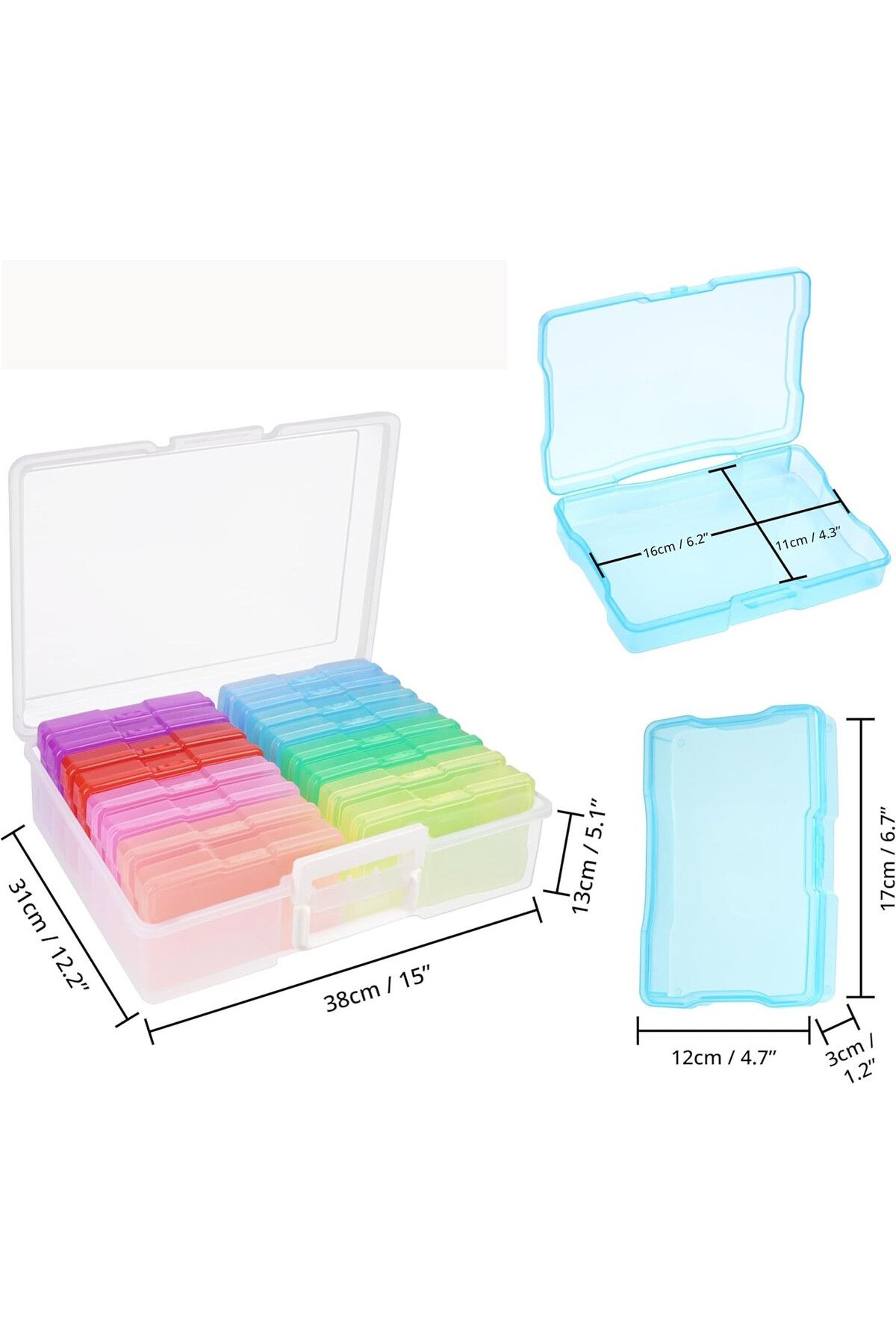 OEM-Portable boxes for storing small items, 16 pieces, foldable handle and secure closure 2