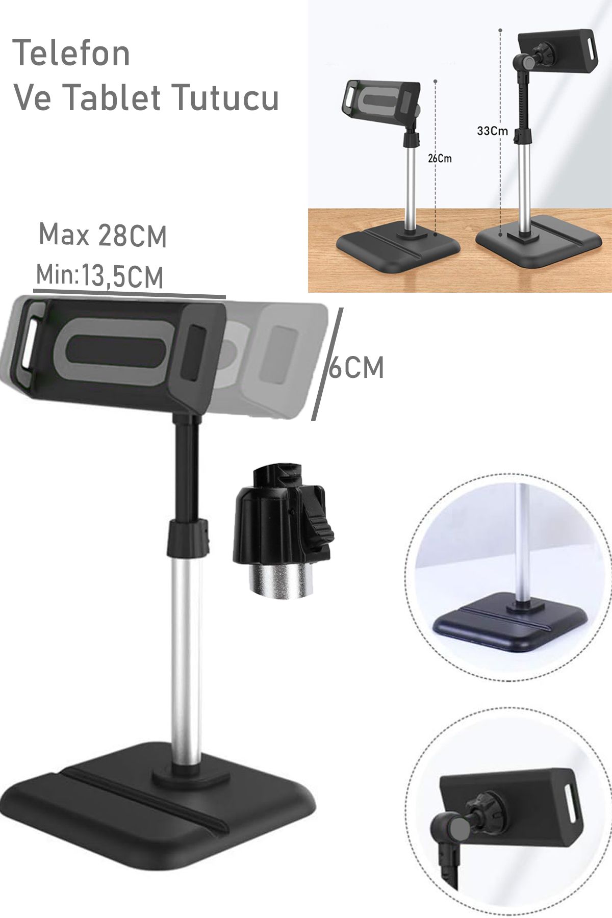 nextbuy AyarlıMasaüstü Tablet Stand Telefon Çok Amaçlı Bölmeli Masalı Telefon Tutacağı K05