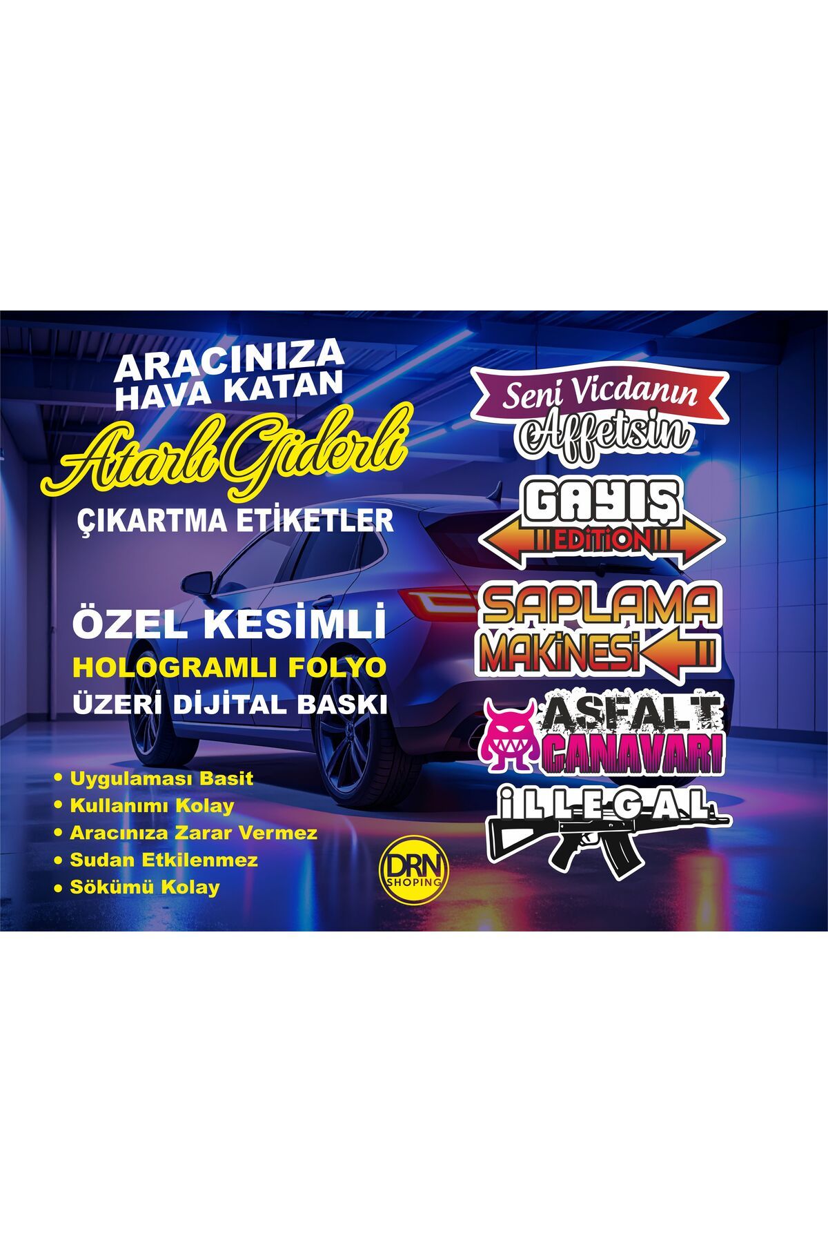 Drn Shopping Araba yazısı / etiket / cam yazısı