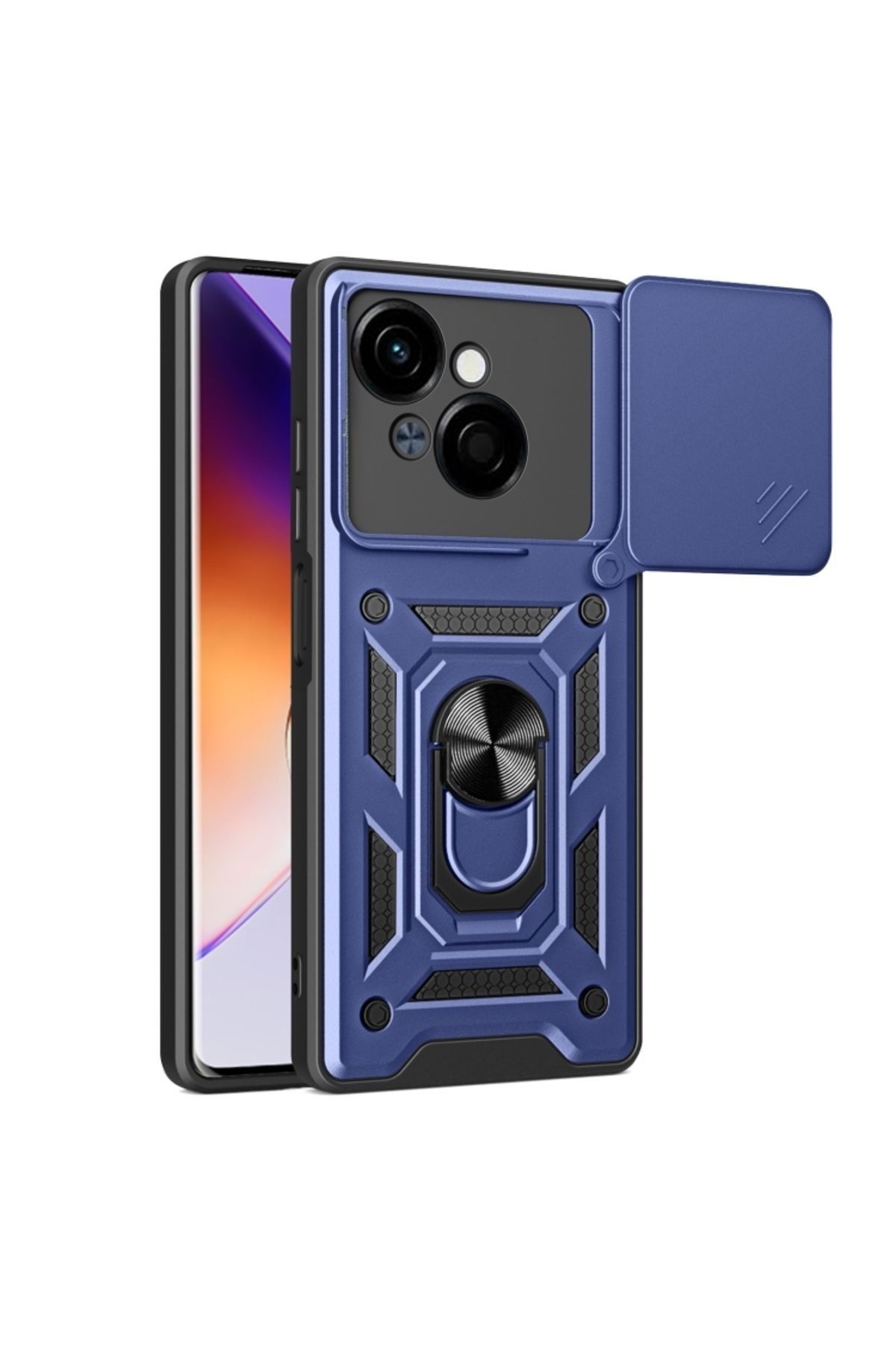 NANOSPACE Tecno Spark GO 2025 İle Uyumlu Kılıf Pars Yüzüklü Standlı Kamera Korumalı Kılıf