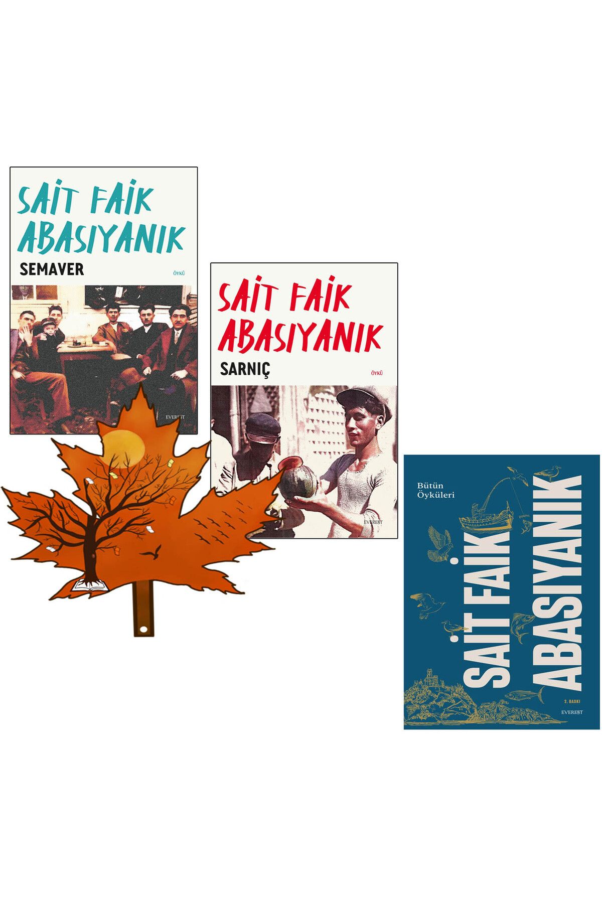 Everest Yayınları sait faik abasıyanık - semaver - sarnıç - bütün öyküler - toplam 3 kitap ve kitap ayracı