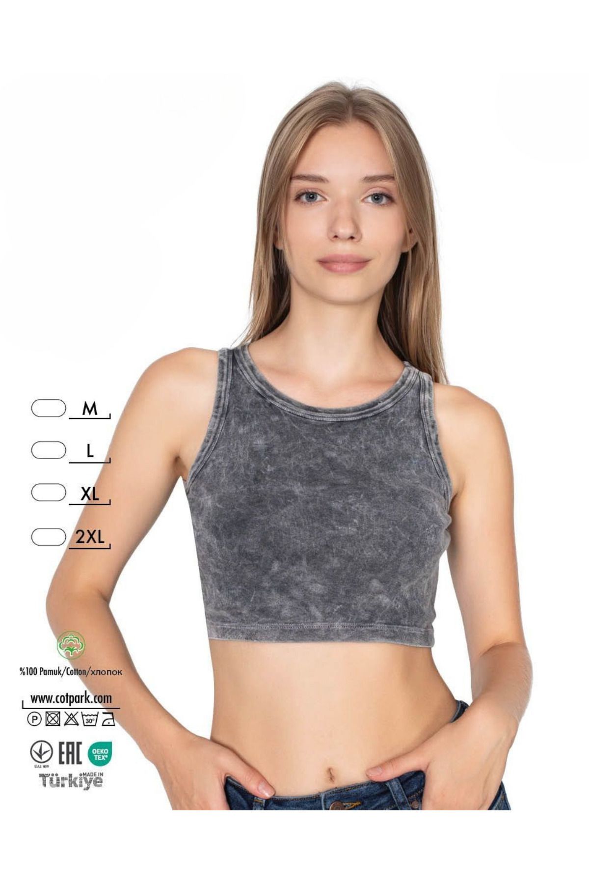 Cotpark Kadın %100 Pamuklu Askılı Crop Bluz 3070