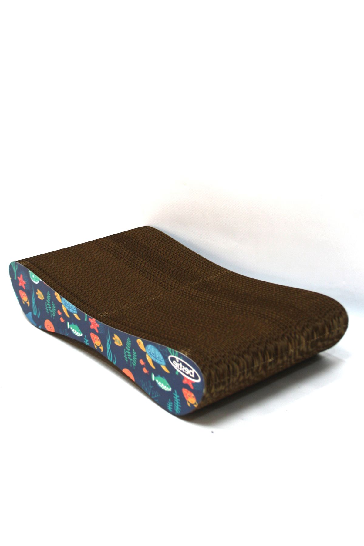 Bestie-Cat Scratching Sofa Cardboard Cat Scratching Horizontal Scratching - Small (43X24X8,5 cm) - Fish Pattern 3