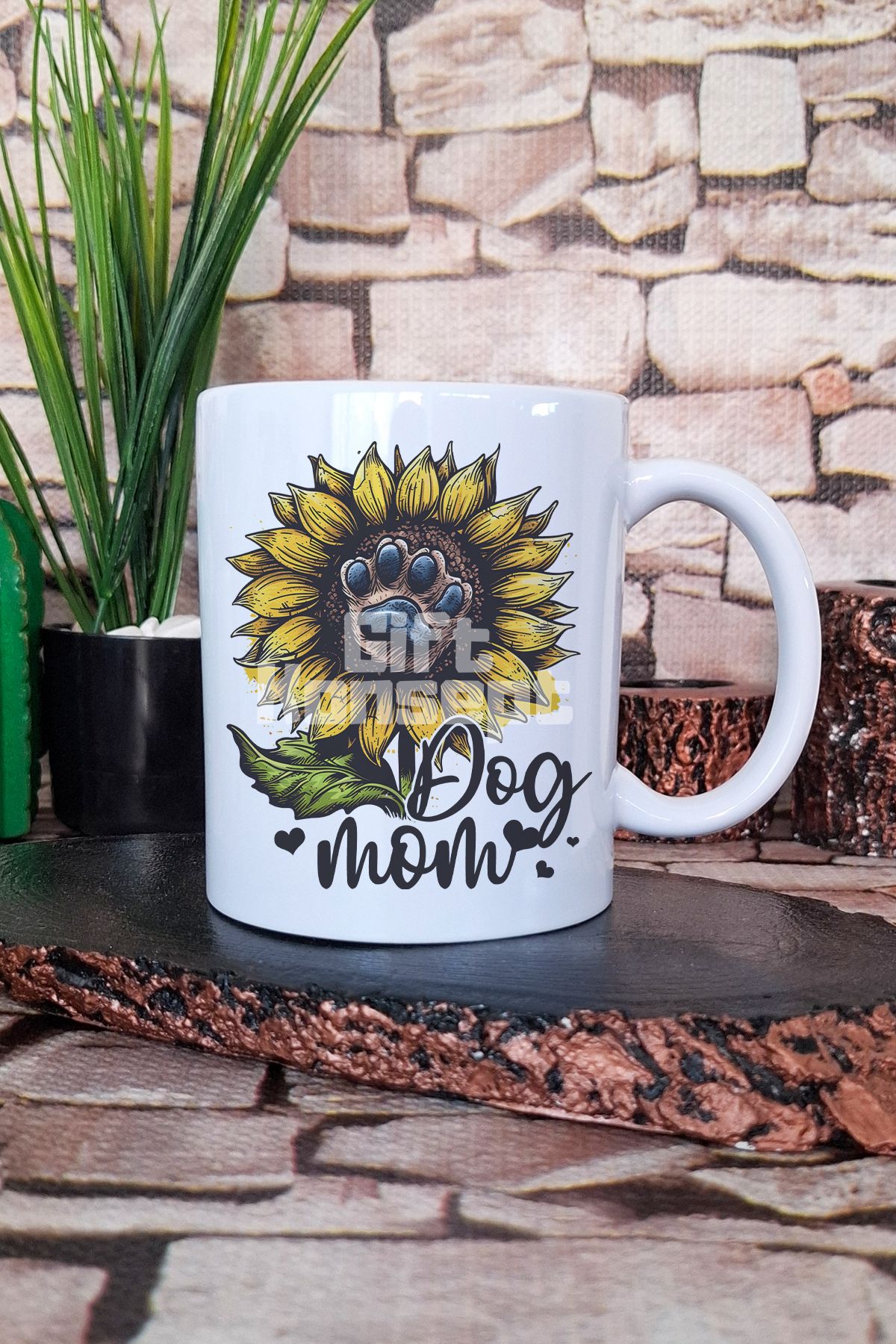 giftkonsept Dog Mom Figürlü Köpek Annesi Köpeksever Hediyelik Baskılı Çay Kahve Sunum Kupa Bardak