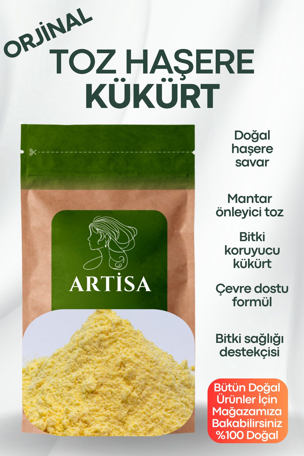 Artisa Doğal Toz Kükür t 500gr – 100% Saf & Katkısız – Yeni Mahsul