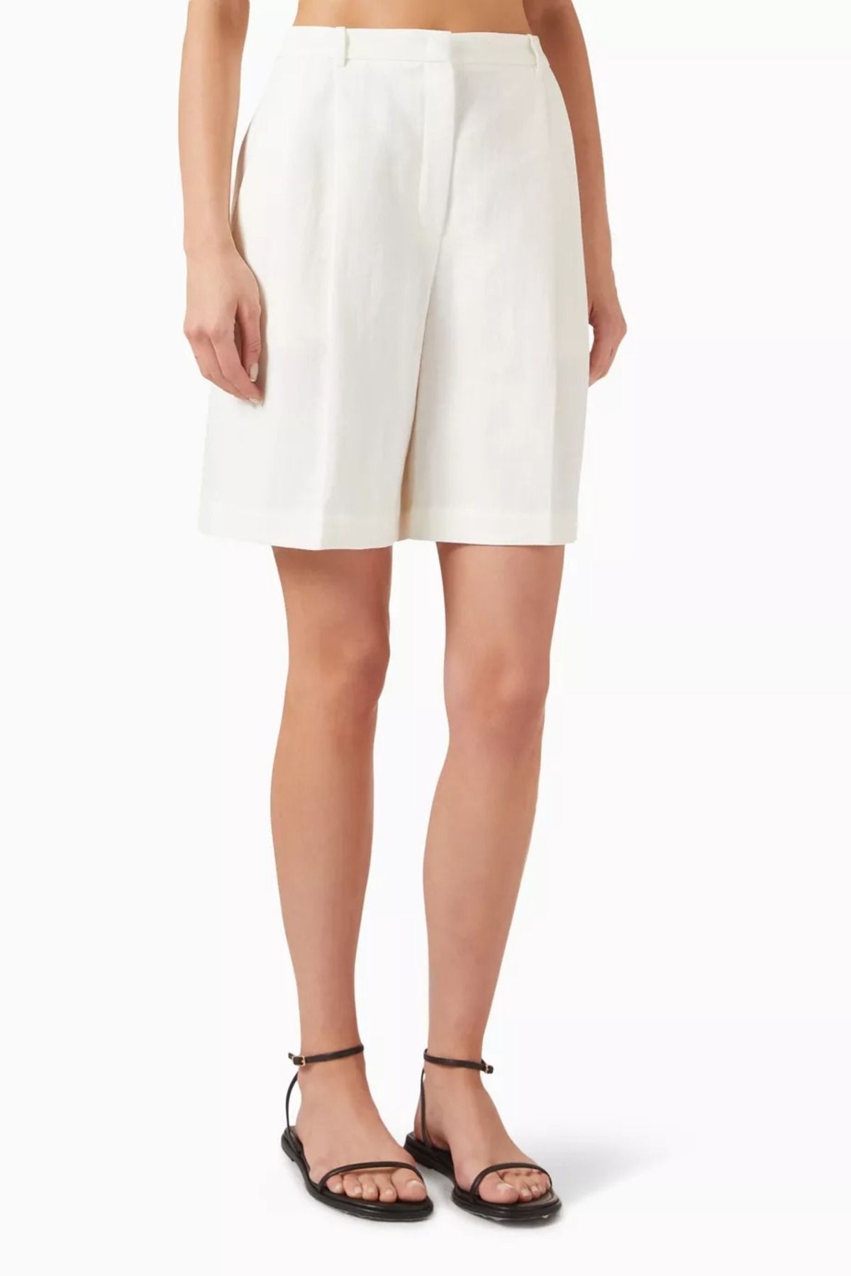 12storeez Linen Blend Bermuda Shorts, Şık ve Hafif Yazlık Keten Şort Ekru