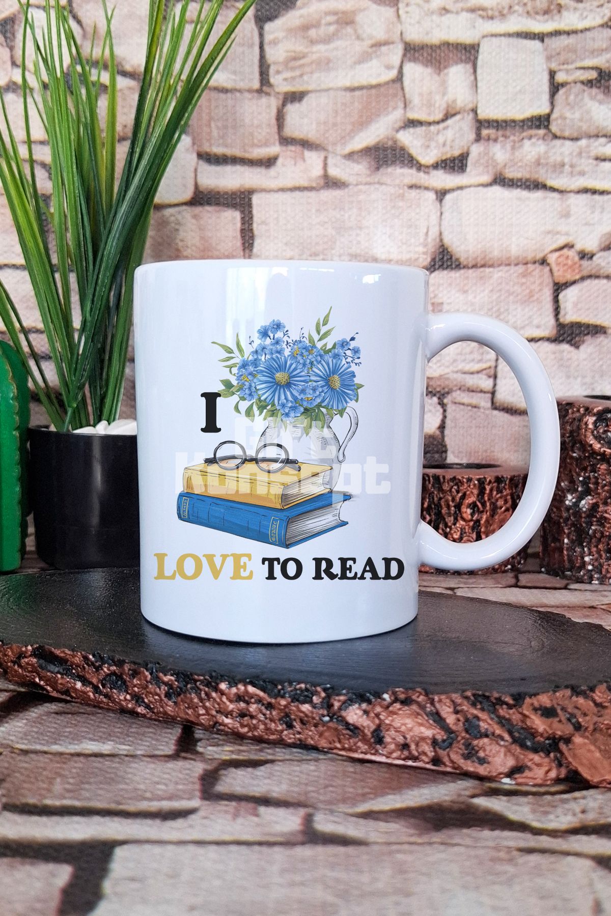 giftkonsept I Love To Read Yazılı Kitap Okuma Aşkı Hediyelik Baskılı Çay Kahve Sunum Kupa Bardak