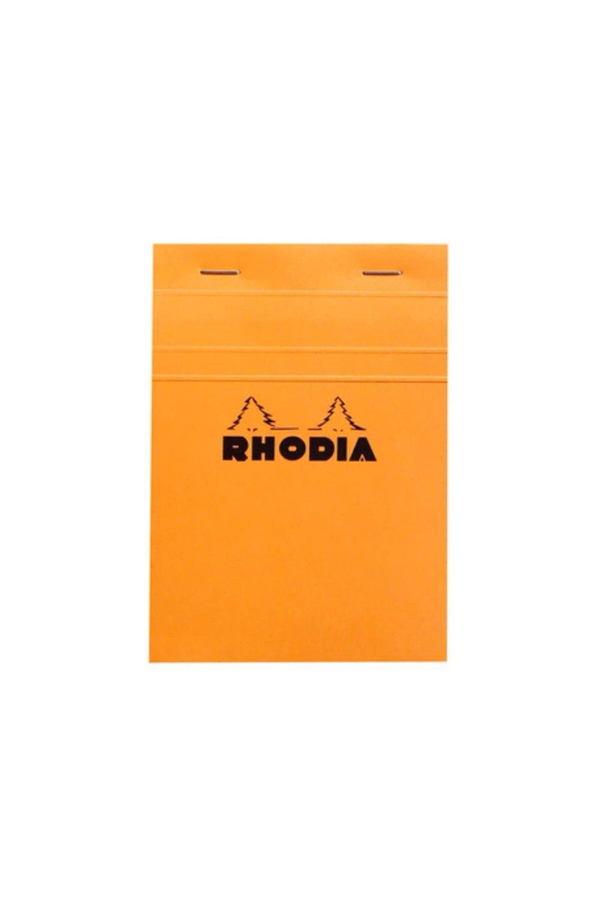 Rhodia Basic Üstten Zımbalı Bloknot A6 Çizgili Turuncu