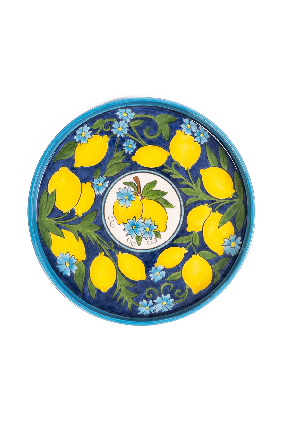 Feeling Good Inside Amalfi Coast Handmade Seramik Kobalt Yuvarlak Tepsi