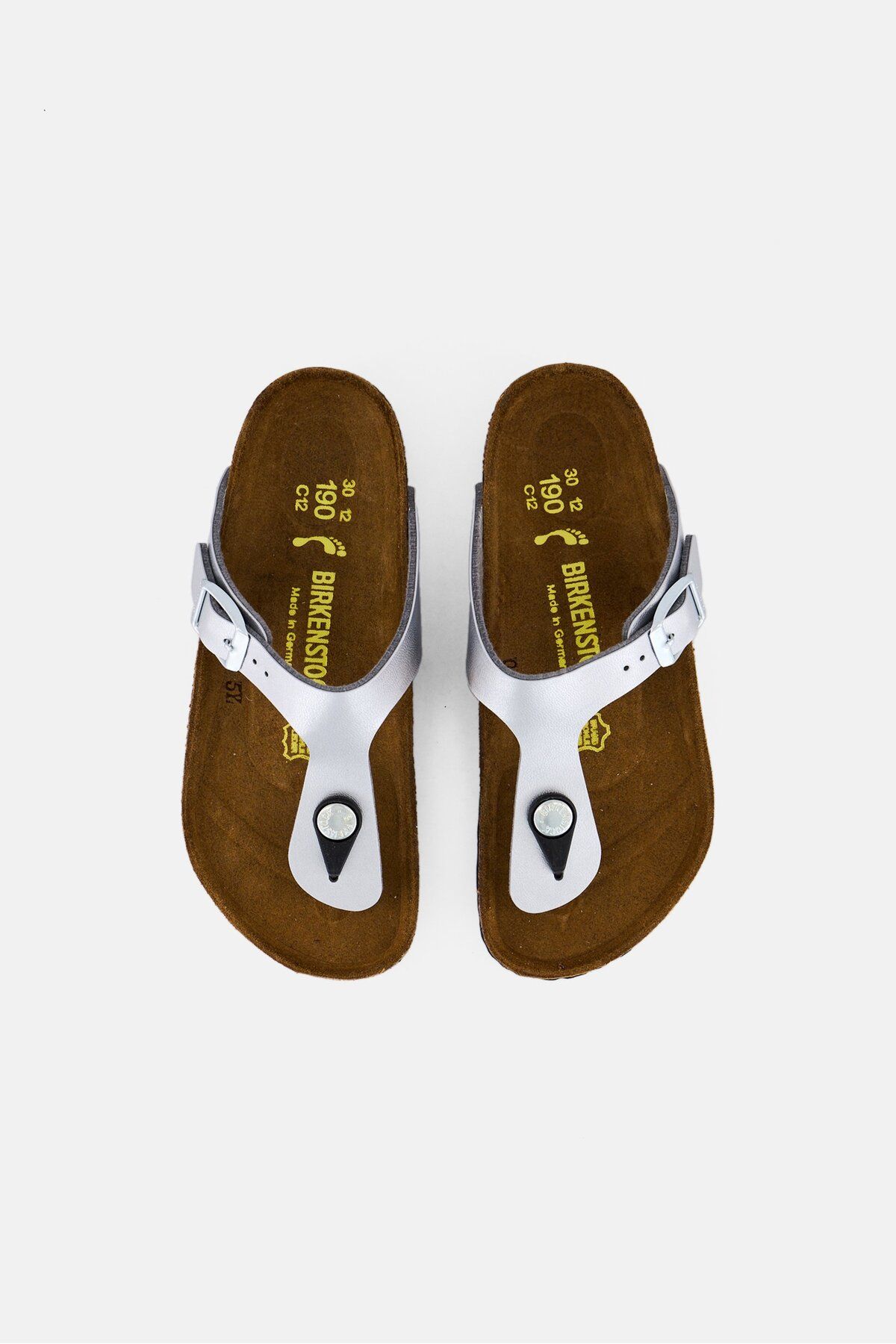 Birkenstock-Kids Girl Slip On Cork Sandals, Silver 3