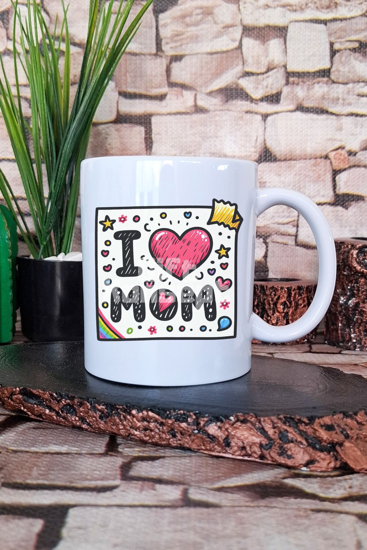 giftkonsept I Love Mom Anneler Günü Hediyelik Baskılı Çay Kahve Sunum Kupa Bardak