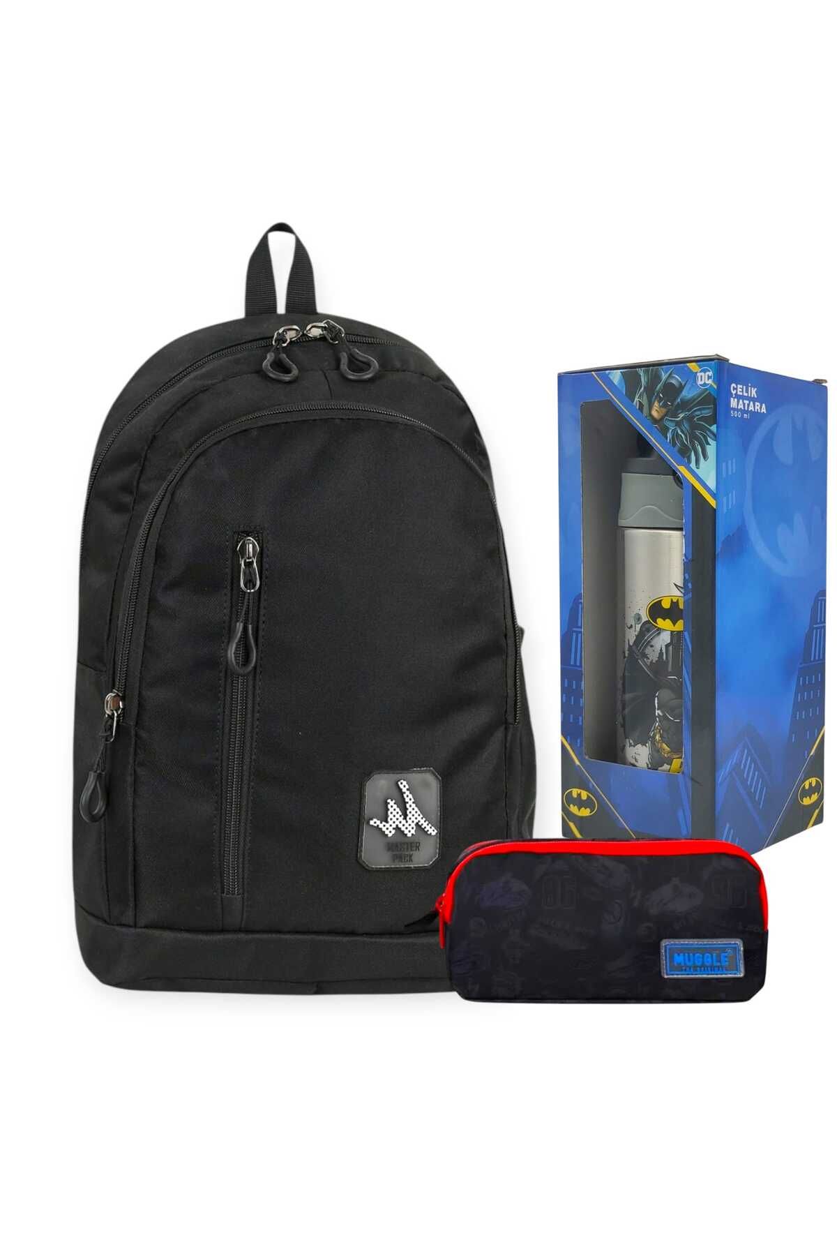 MASTER PACK Tablet Notebook Gözlü Sırt Çantası , Çift Gözlü Kalem Çantası , Lisanslı Çelik Matara Hediye