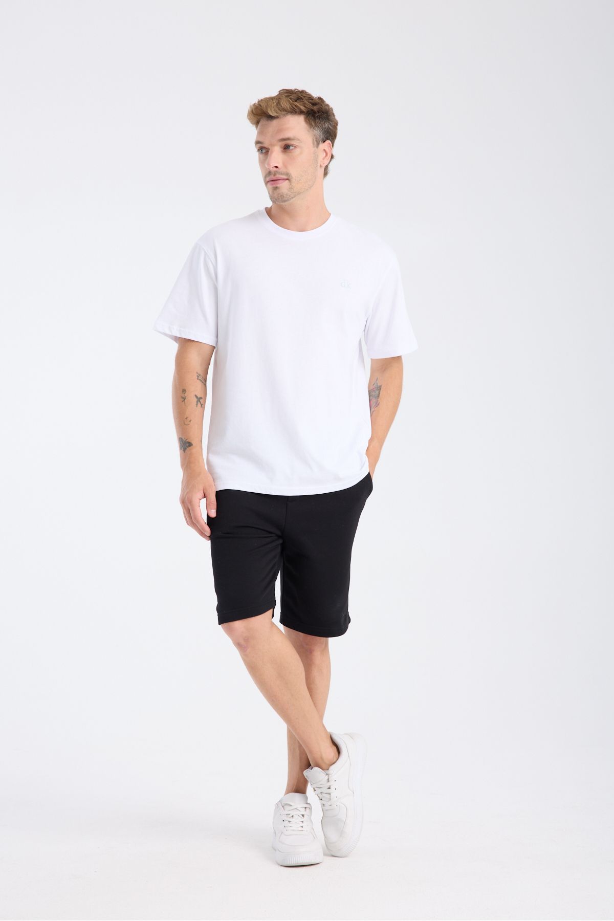 DK DOKUMACI Erkek Loose Fit Yarım kollu T-Shirt Beyaz